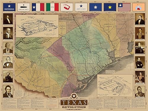 Historia de Texas - Paquete de 3 mapas para el aula - Incluye un mapa de la revolución de Texas (1836), Texas y el mapa de los comanches (mediados