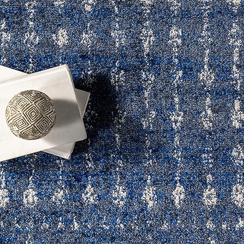 Miniatura 7 de nuLOOM - Alfombra marroquí Blythe Accent, 61 x 91 cm, rectangular, azul oscuro, 0.9 cm de grosor