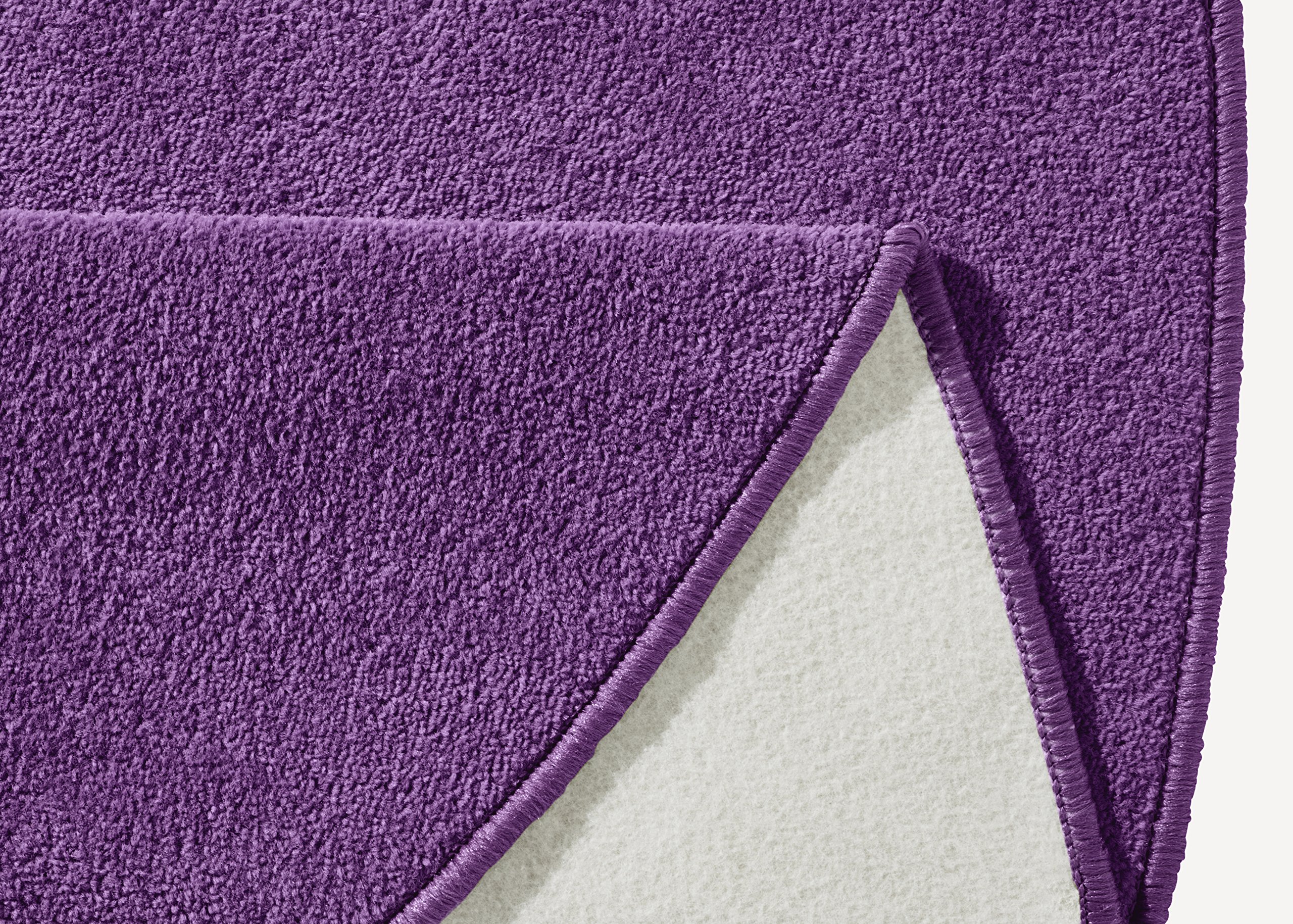 Hanse Home Tappeto Fancy rotondo, tappeto per soggiorno, tinta unita, moderno, in velluto, per sala da pranzo, soggiorno, cameretta dei bambini, corridoio, camera da letto, cucina, viola, diametro 133