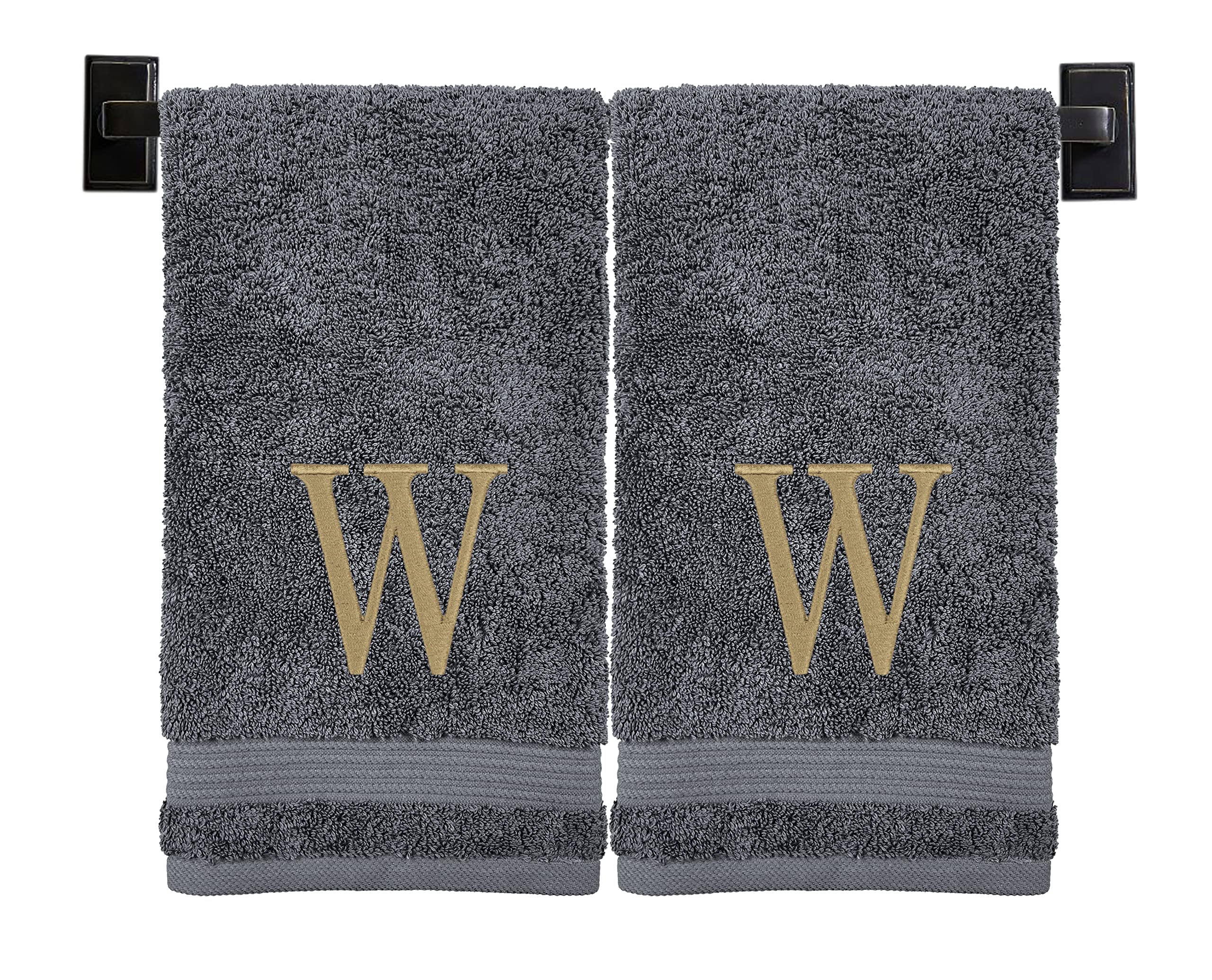 Custom Luxury Towels Monogrammed Hand Towels for Bathroom | Luxury Turkish Cotton | Embroidered in USA | Set of 2 | Choose Set Color and Monogram