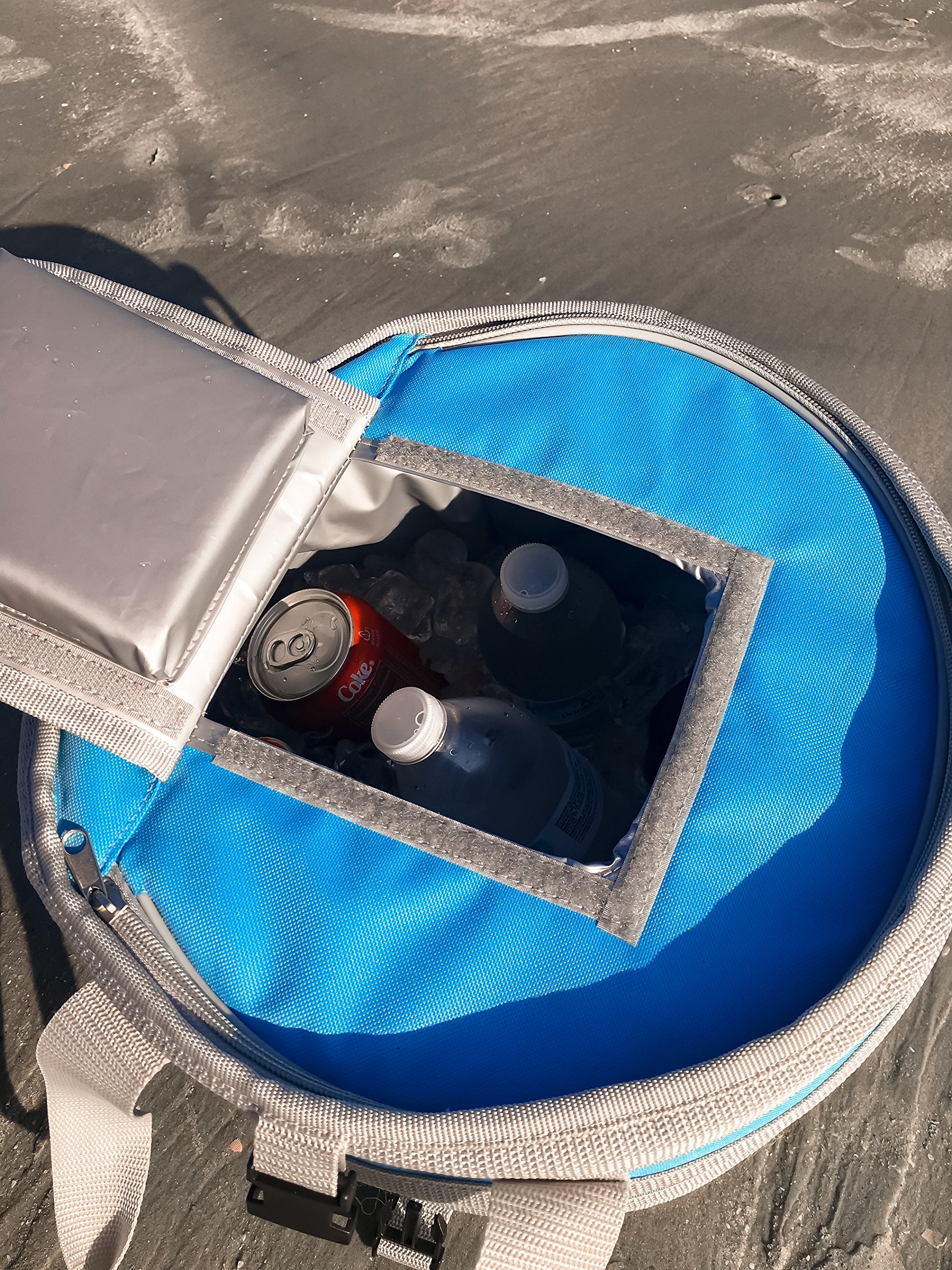 Camco Wyskakująca lodówka | lekka, wodoodporna i izolowana wyskakująca otwierana do użytku i składana na płasko do przechowywania, idealna na plażę, basen, kemping, klapę tylną i podróż | niebieska