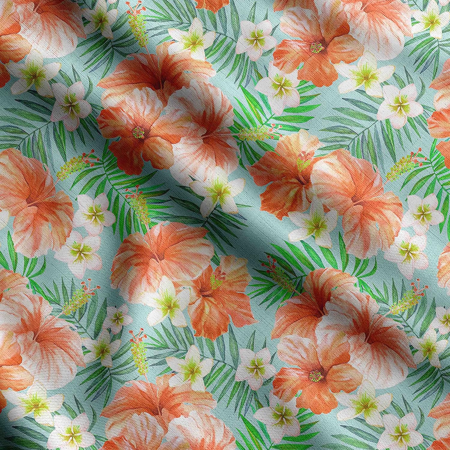 Soimoi Watercolor Floral Print - Blue, Canvas Fabric Material - 56 Inch Wide, 1 Yard, Unstitched Fabric for Upholstery, Bags, Workwear and Outdoor Gear.