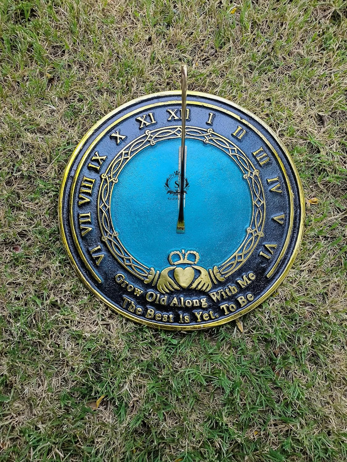 Solid Metal Sundial Grow Old with Me Garden Sundial