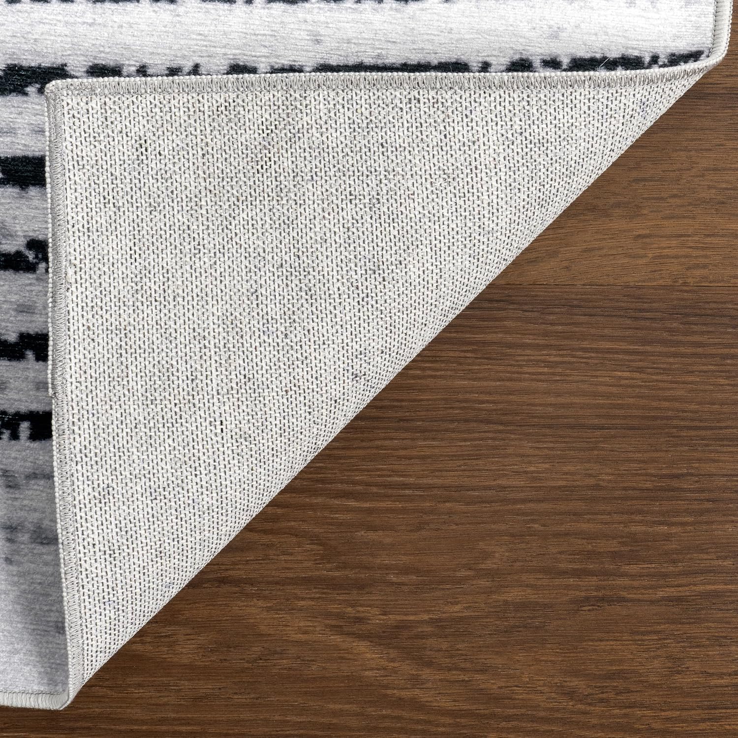 nuLOOM Yori Diamond 2'6" x 6' Machine Washable Runner Rug for Living Room Bedroom Dining Room Entryway Hallway, White