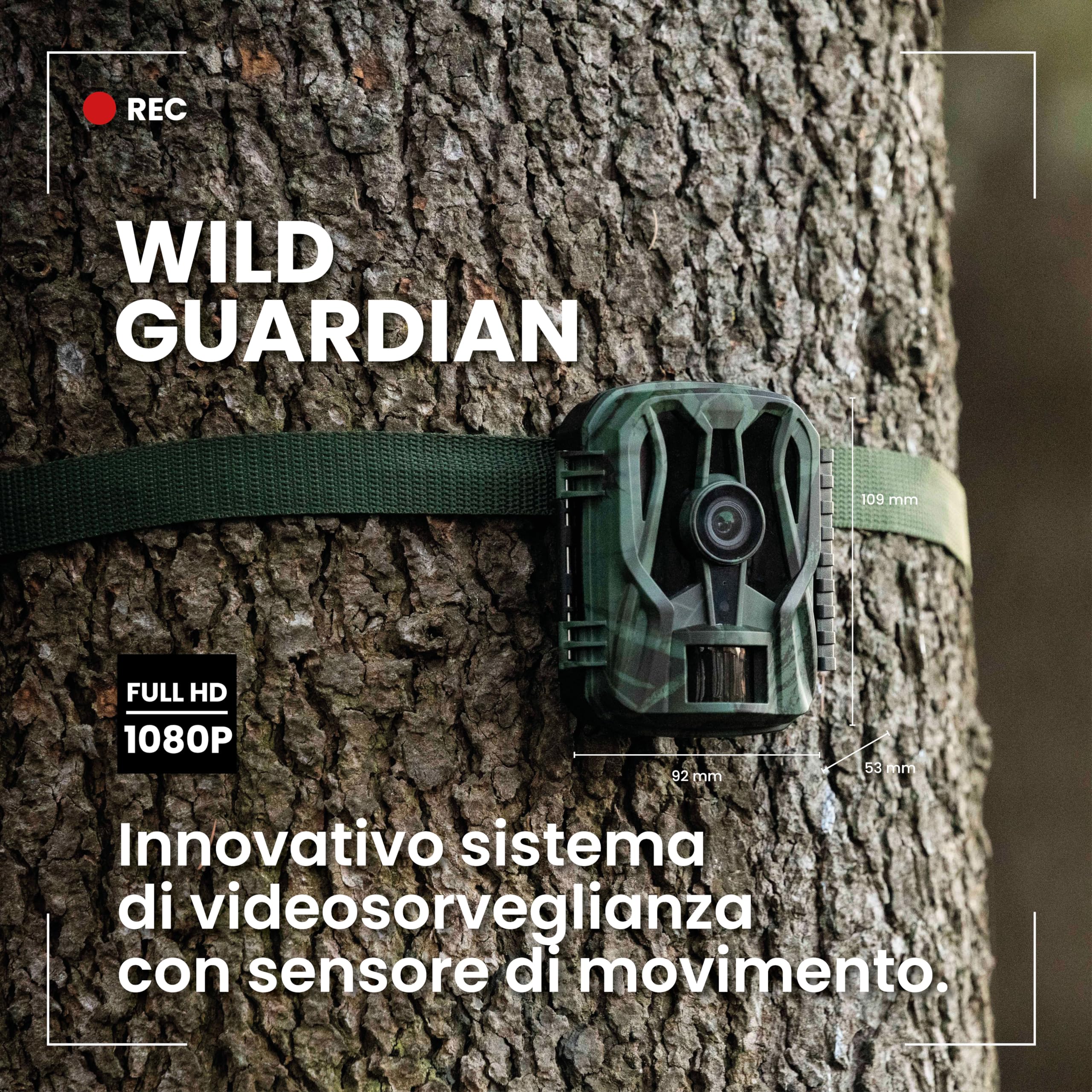 Midland - Fototrappola Wild Guardian, Videocamera 1080p, Visione Notturna con LED Infrarossi, Fotocamera da Caccia 20MP - Sensore Movimento 15m, Attivazione 0.4s, Display 2", per Monitoraggio Fauna