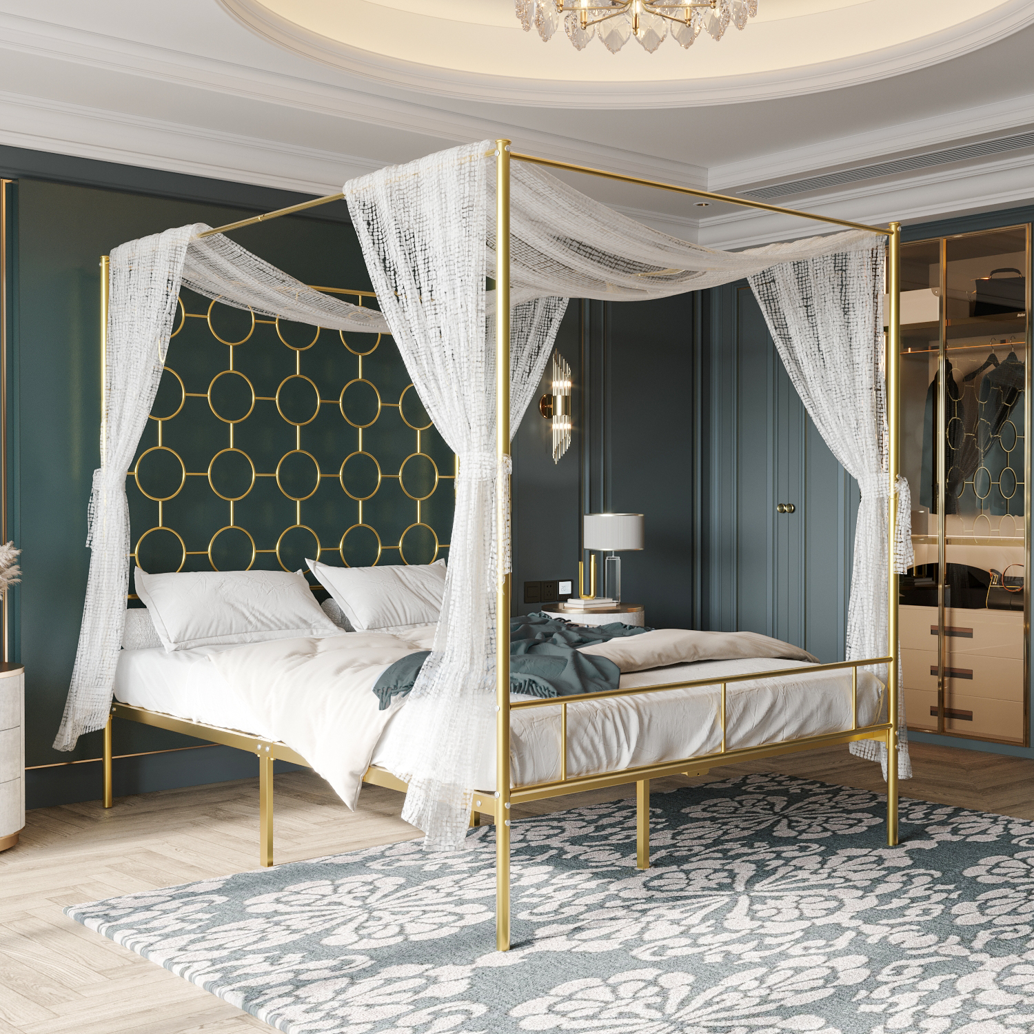 Amazon.com: PAUKIN Gold Metal Canopy Bed Frame King/Mattress