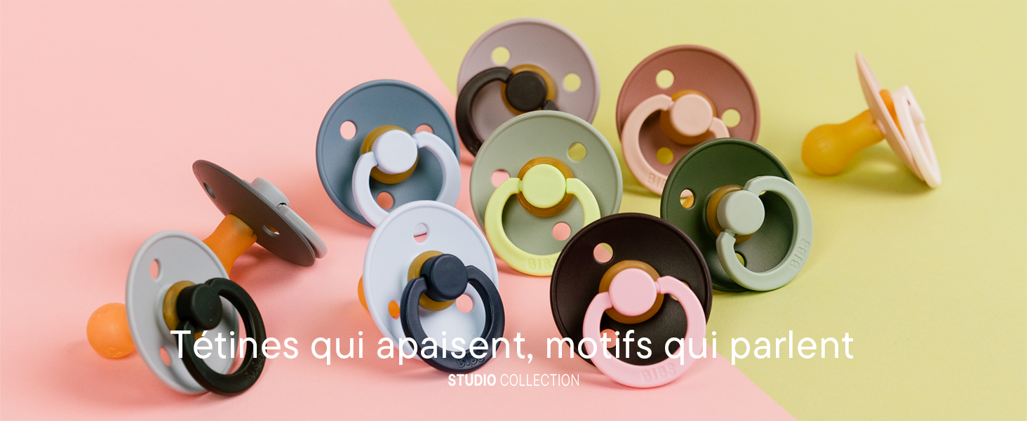 Tétines BIBS Colour Studio - Lot De 2, Latex Naturel, Taille 0-6 Mois