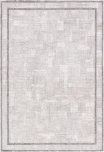 Miniatura 3 de Safavieh Jade Collection - Alfombra de área de 4 x 6 pies, color marfil y beige negro, diseño de borde, ideal para zonas de alto tráfico en sala de