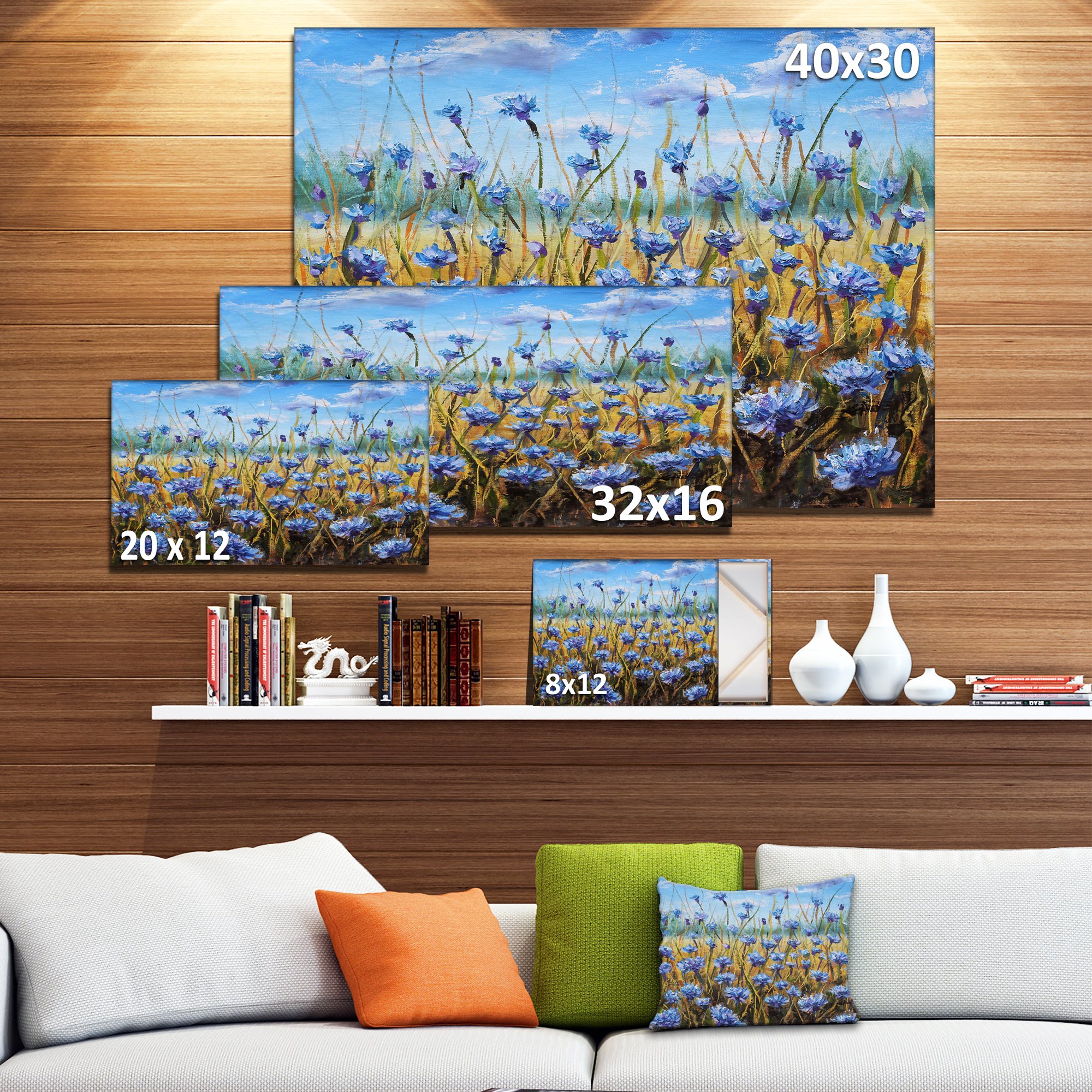 Amazon.com: Designart PT8547-20-12 Blue Flowers in Meadow Floral