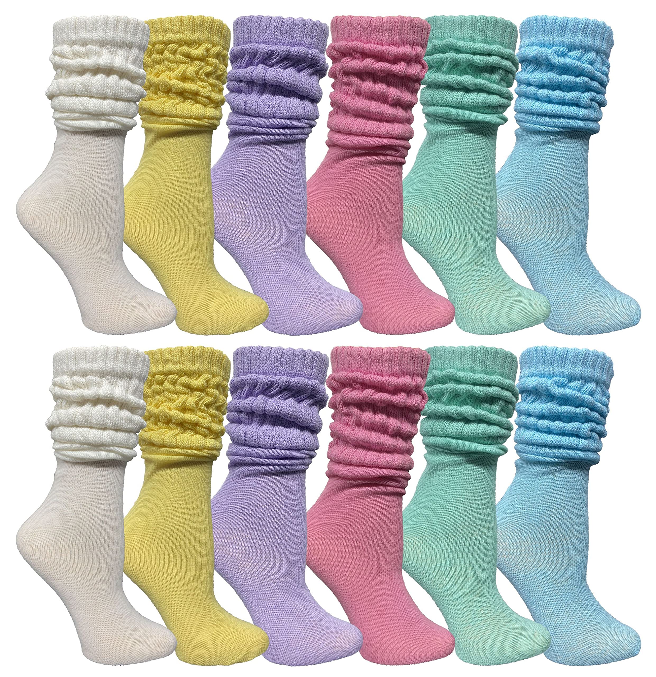 Yacht &amp; Smith 12 Pack Womens Cotton Slouch Socks, Womans Knee High Boot Socks