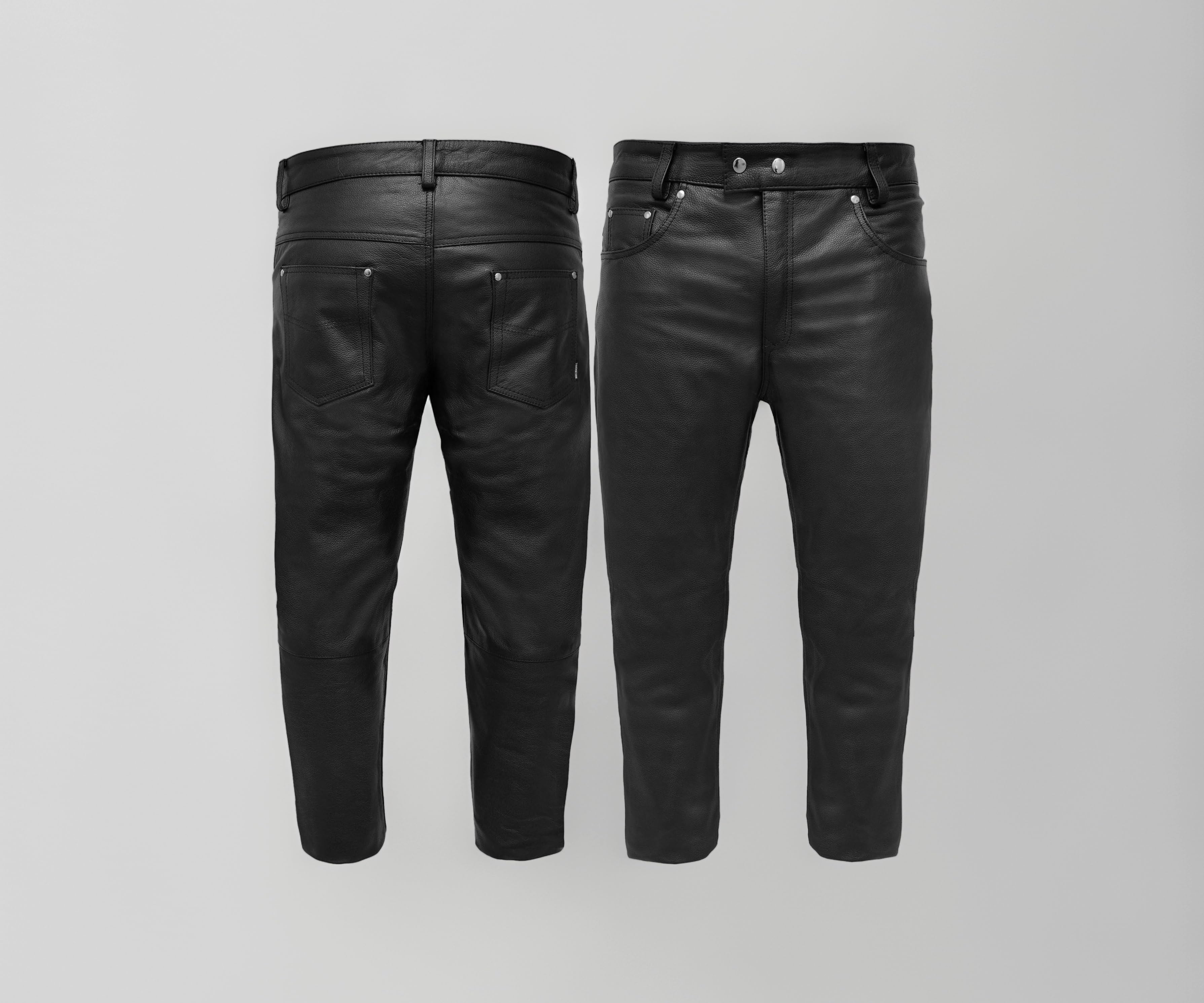 Touch&Torn Leather Pants Motorcycle Pants for Mens 30" to 44" Waist Jeans Style Pant with 5 Pockets Motorbike Pant for Biker