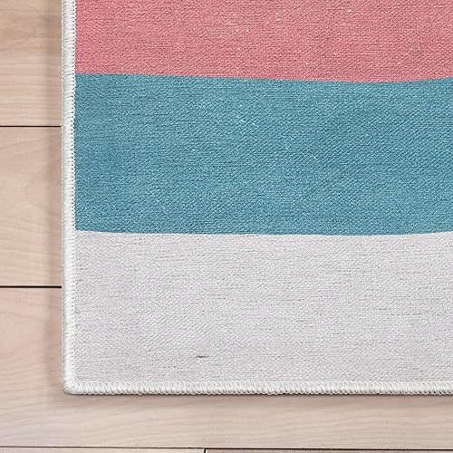 Miniatura 5 de Well Woven Alfombras para niños, caleidoscopio arco iris, 9 pies 10 pulgadas x 13 pies, multicolor, moderna y desgastada, alfombra de área de tejido