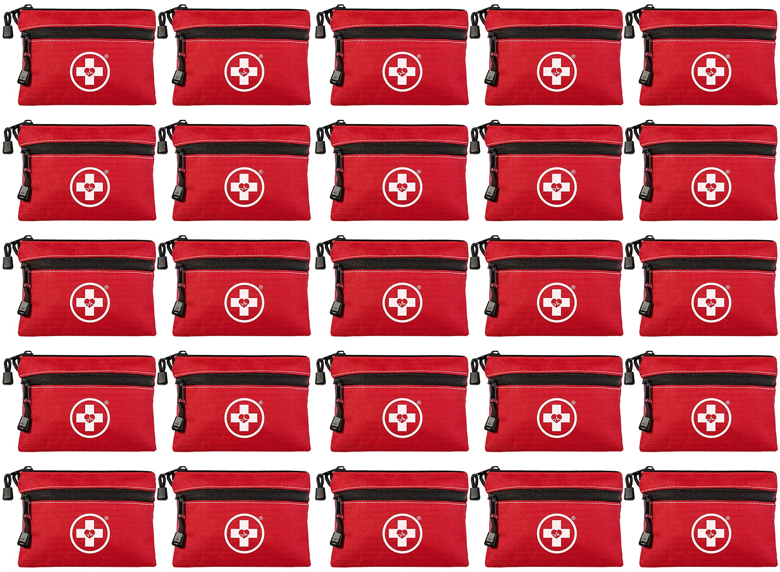 Swiss Safe 2-in-1 First Aid Kit for Car, Travel & Home, Businesses - Bonus Mini Kit for Medical Emergency Aid, Survival, Camping - 64 Piece, 25 Pack