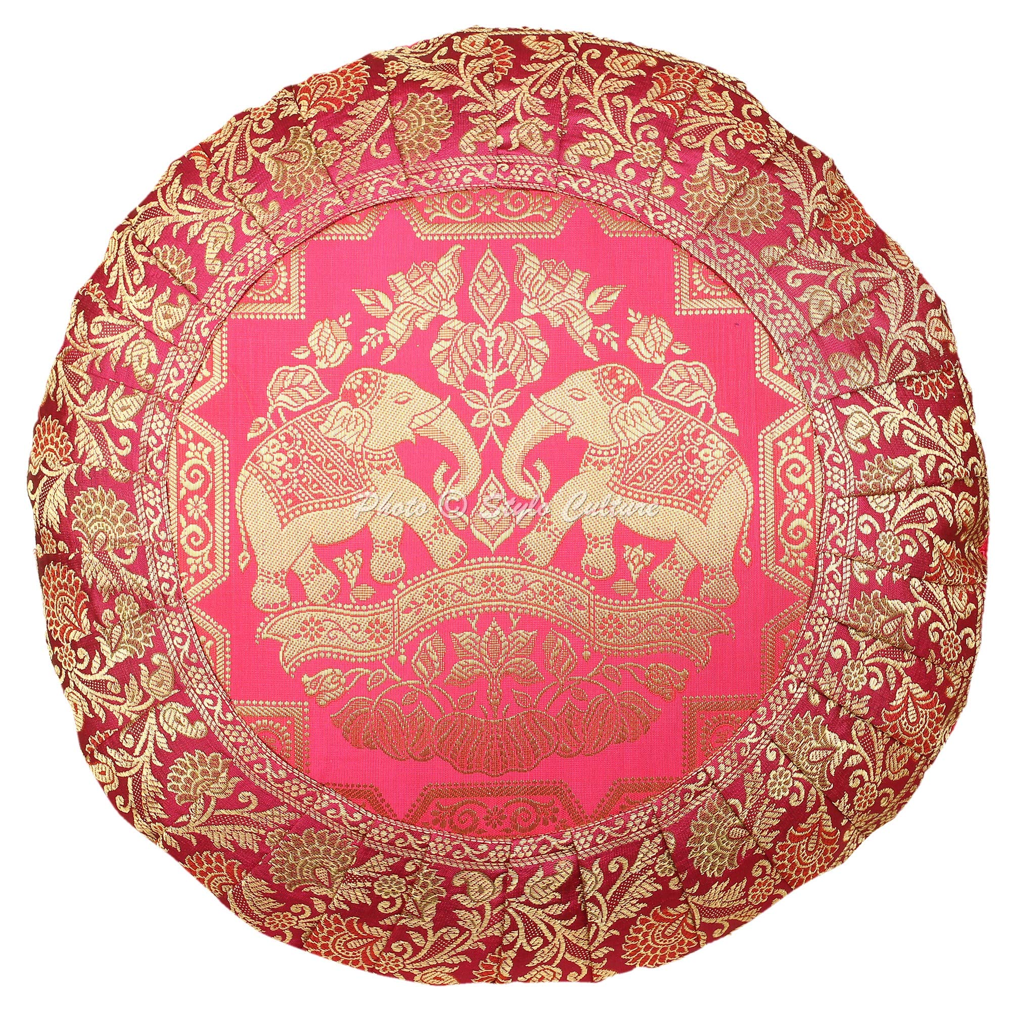 Bohemien Dekorativ Brokat Seide Couch Kissenbezüge 43x43 cm Mehrfarbig Dekokissen Jacquard-Plissee-Bordüre Schlafzimmer Sofa Kissen Bezüge Elefant Runden Kissenhullen - 8 STK.
