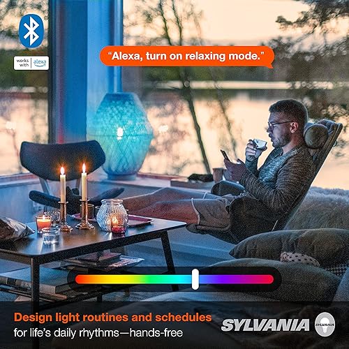Miniatura 5 de Sylvania - Bombilla LED de malla inteligente, bombilla LED de malla Bluetooth, compatible con Alexa y Google Home, A19, equivalente a 60 W, E26,