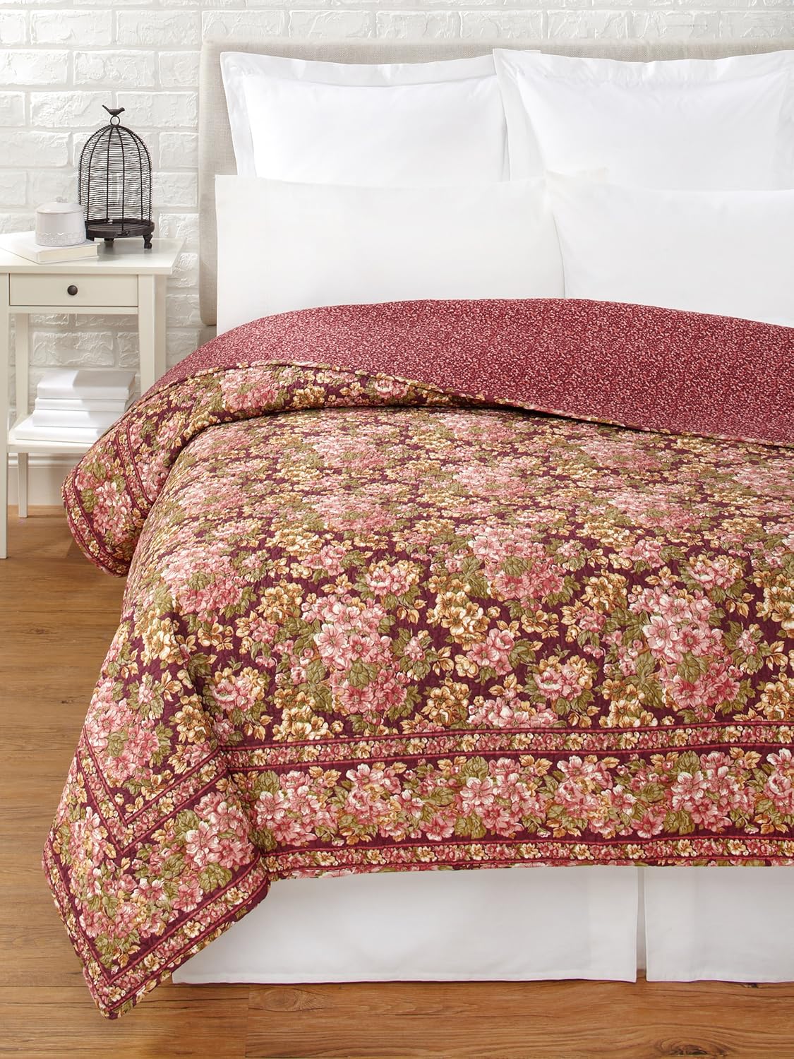 C&F Home Anna Plum Full/Queen Quilt 100% Cotton Lightweight Machine Washable Reversible Bedspread Coverlet Full/Queen Pink