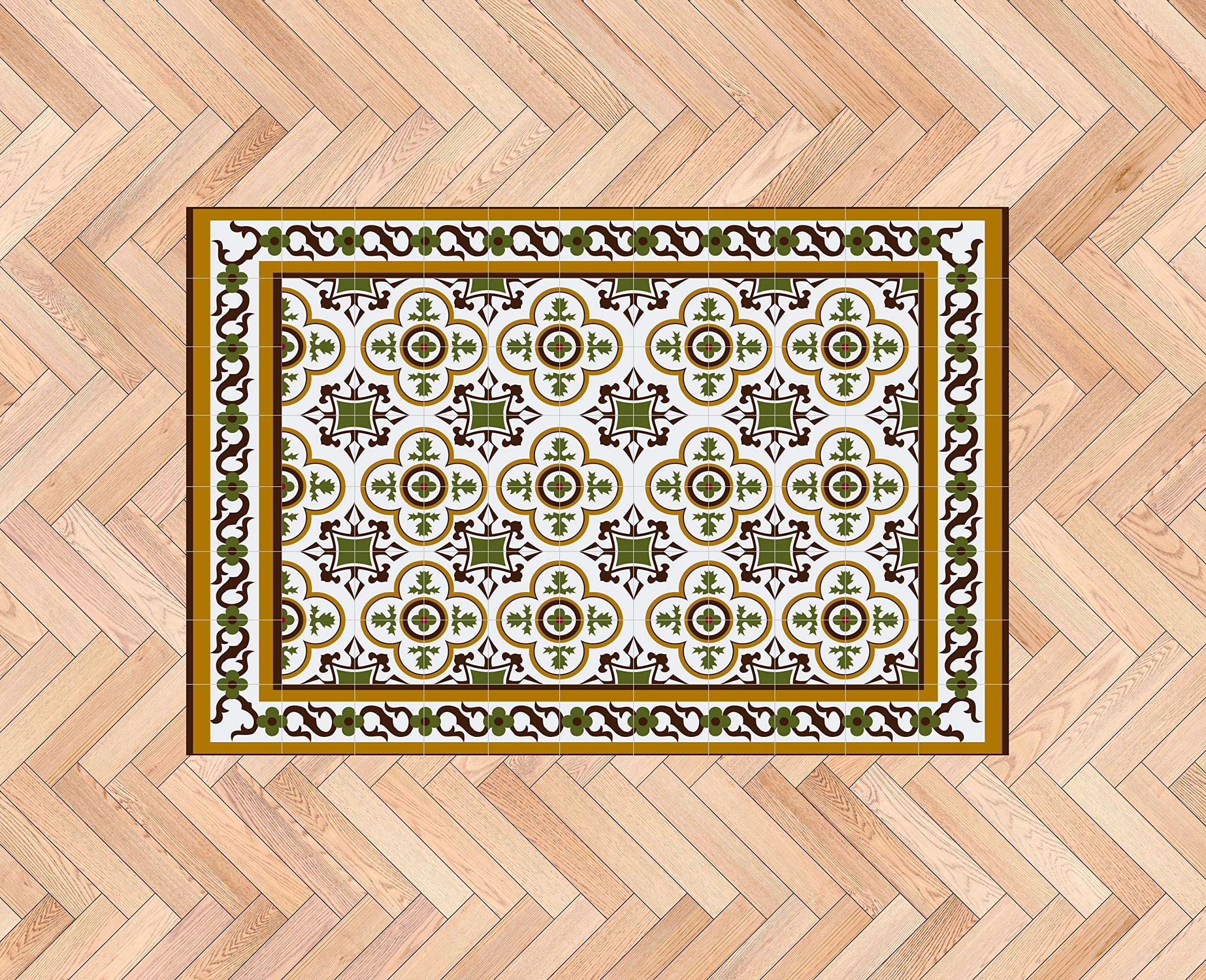 Oedim Tapis mosaïque Vintage, 120 x 95 cm, tapis de cuisine en vinyle, tapis de salon antidérapant, sol vinylique