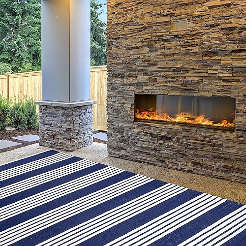 Fab Hábitat Alfombra para exteriores o interiores, tejido a mano suave bajo los pies, hecha de botellas de plástico recicladas, resistente a las