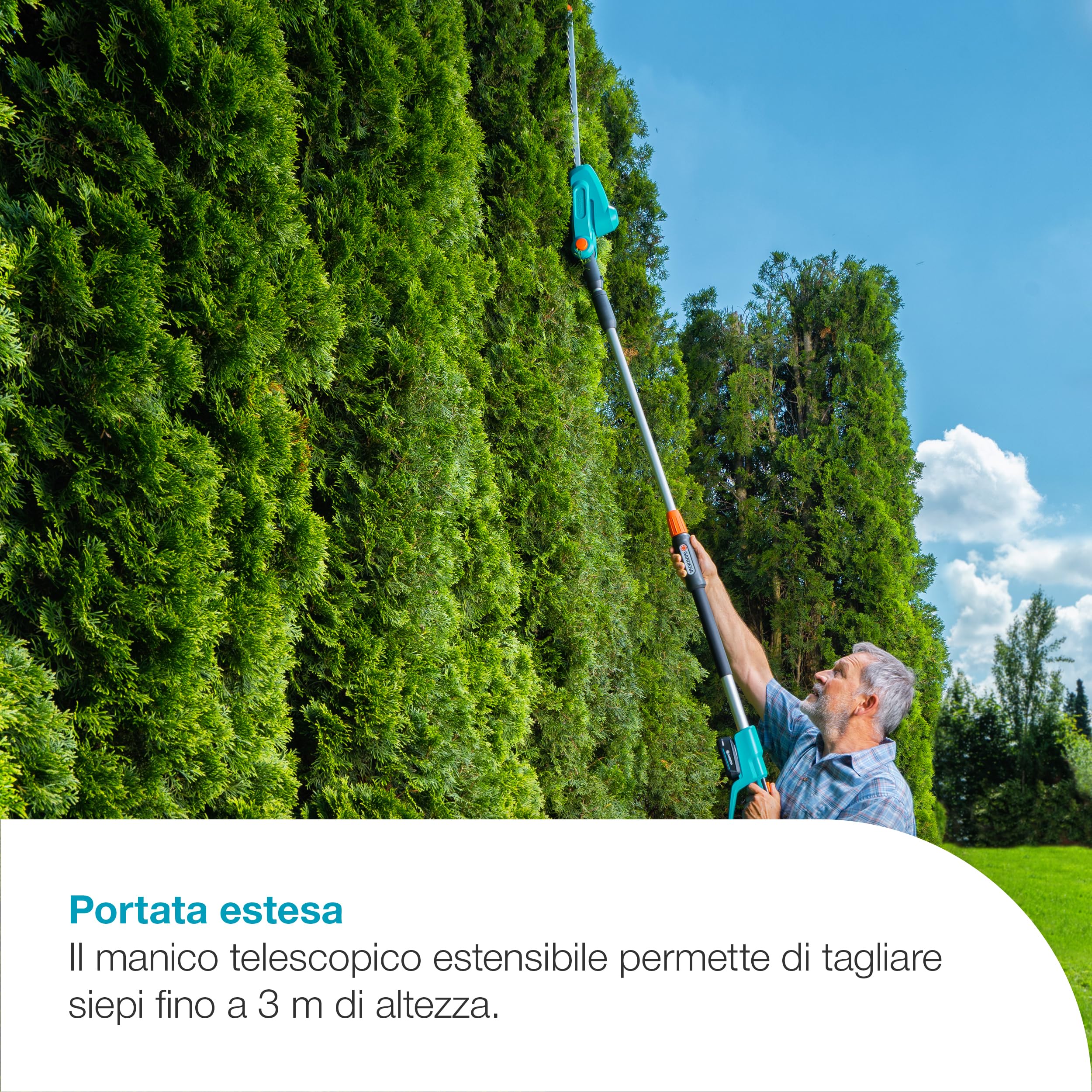 Gardena Tagliasiepi Telescopico A Batteria THS 42/18V P4A Solo: Telescopico, Fino a 3 m di distanza, Lama da 42 cm, Testa angolata, Senza fili (14732-55)
