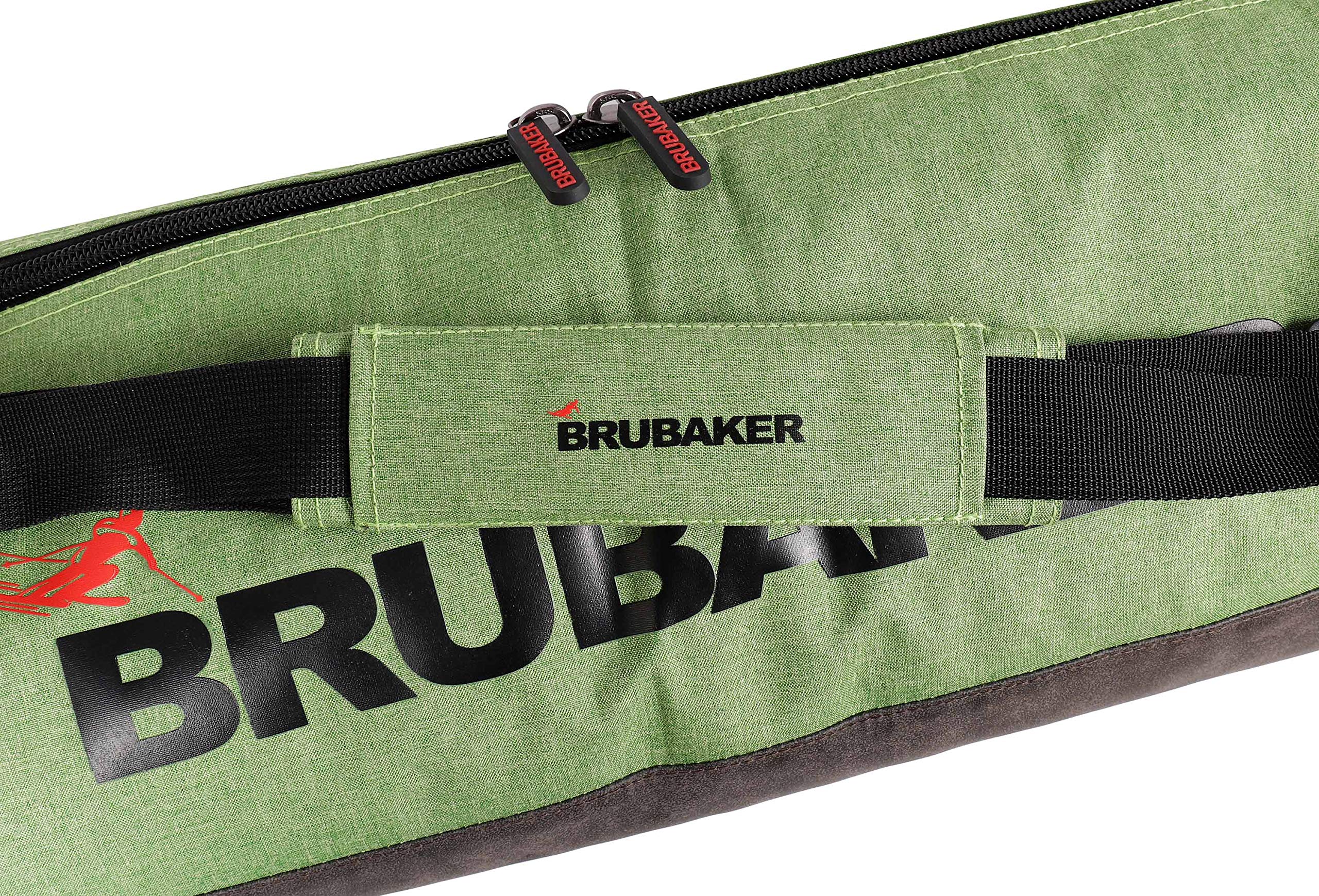 BRUBAKER 'Carver Performance' - Housse à Skis rembourrée - pour 1 Paire de Skis + Bâtons - 170 ou 190 cm - Vert chiné/Noir
