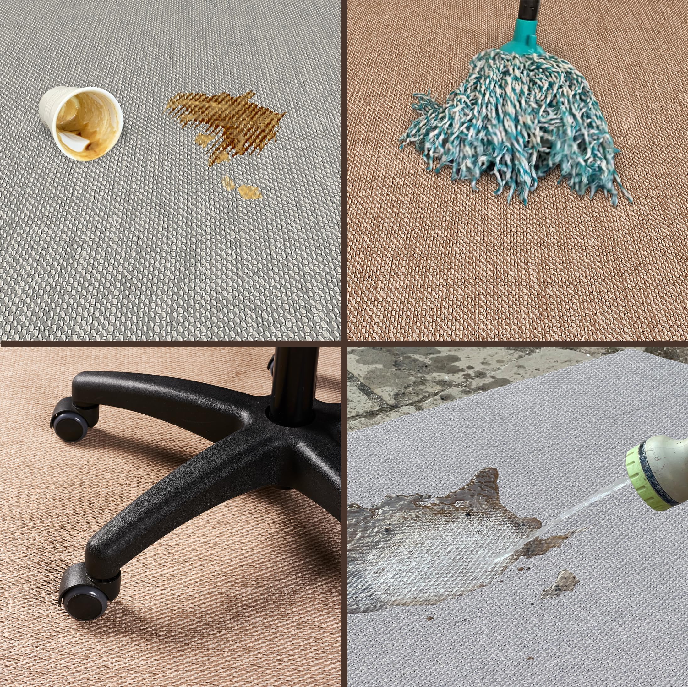 STORESDECO Tappeto vinilico in tessuto intrecciato di alta gamma Lavabile antiscivolo ed extrapiatto. Tappeti Premium in materiali di altissima qualità resistenti e facili da pulire 200x250 cm Bronze