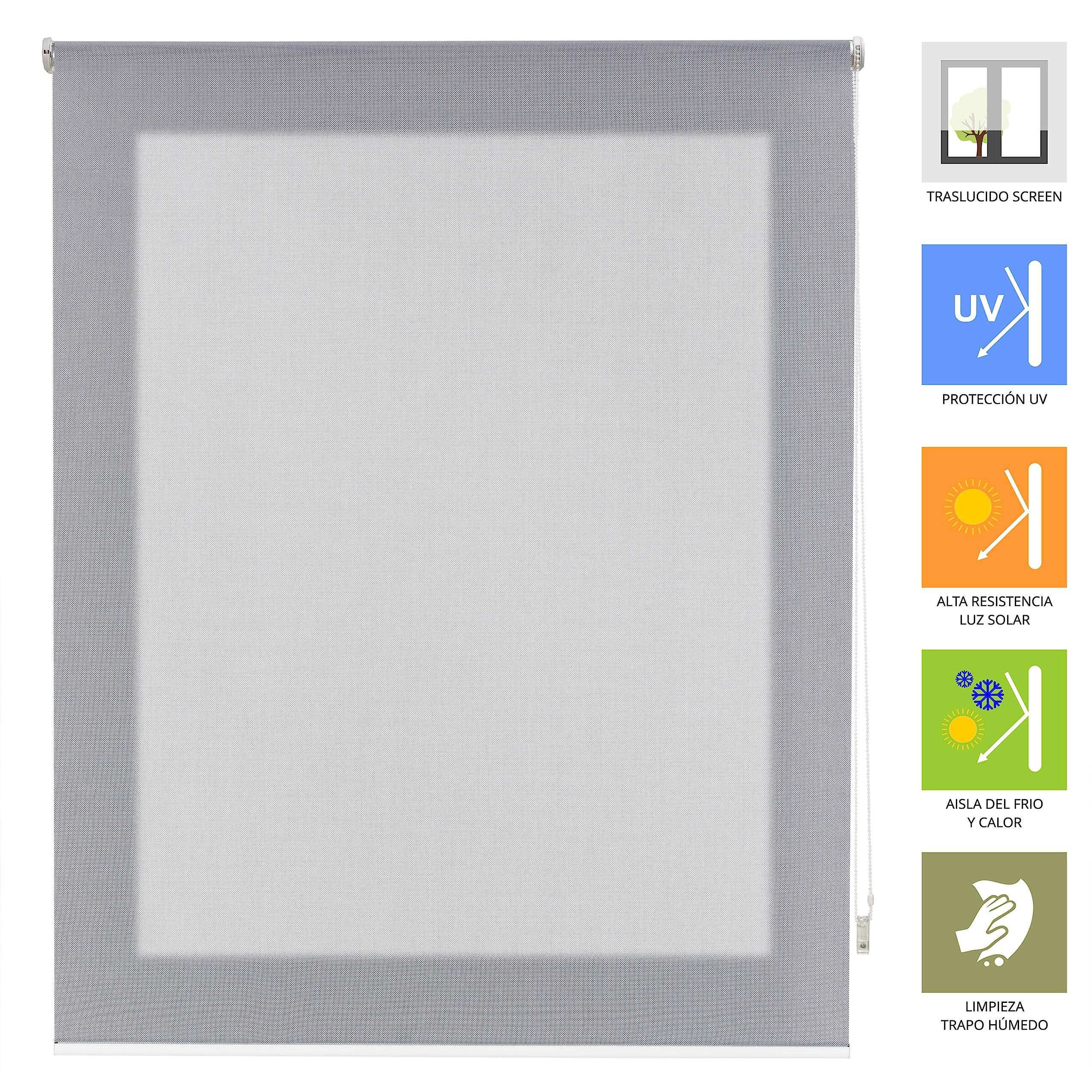 Estor Enrollable Tejido Screen Tamaño: 160x180 - Reducción de Destellos sin Renunciar a la Luz – Estor fácil instalación Pared o Techo – Estor Ventana Color: Antracita