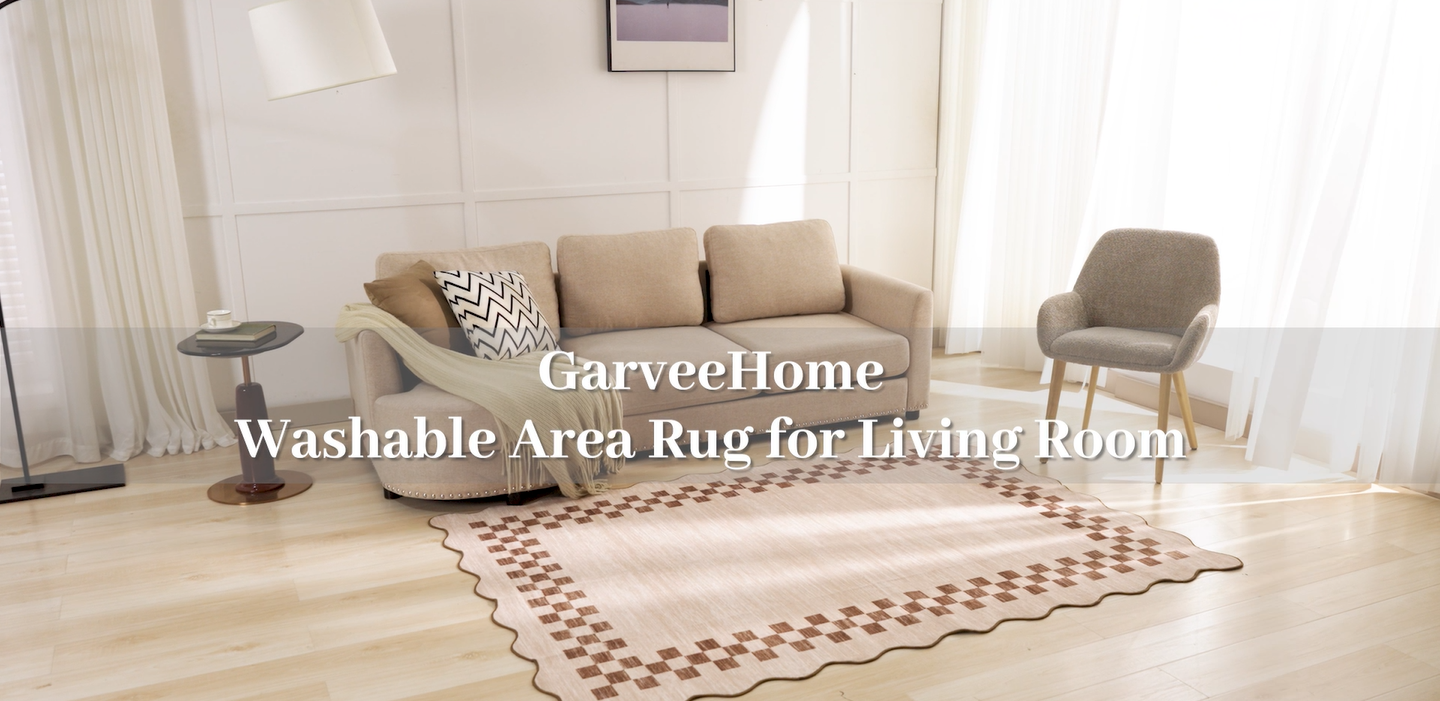 Tapete largo GarveeHome Beige 2x6 pies antideslizante lavable miniatura 7