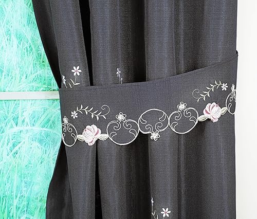 Vista 43 de Today's Curtain Verona - Persiana bordada inversa, 63 pulgadas, color crudo/antiguo