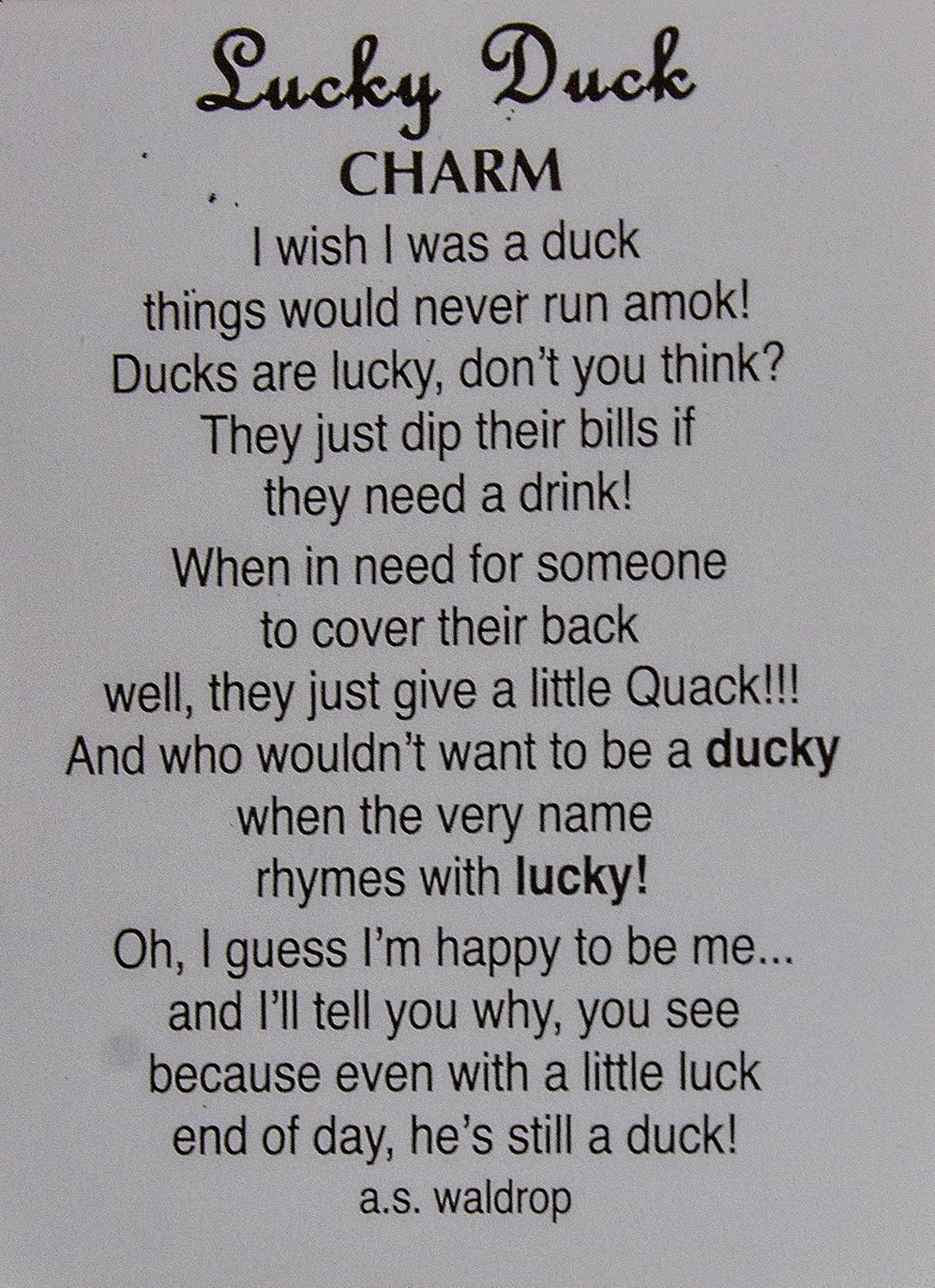 Ganz Lucky Little Duck Pocket Charm with Story Card, Yellow