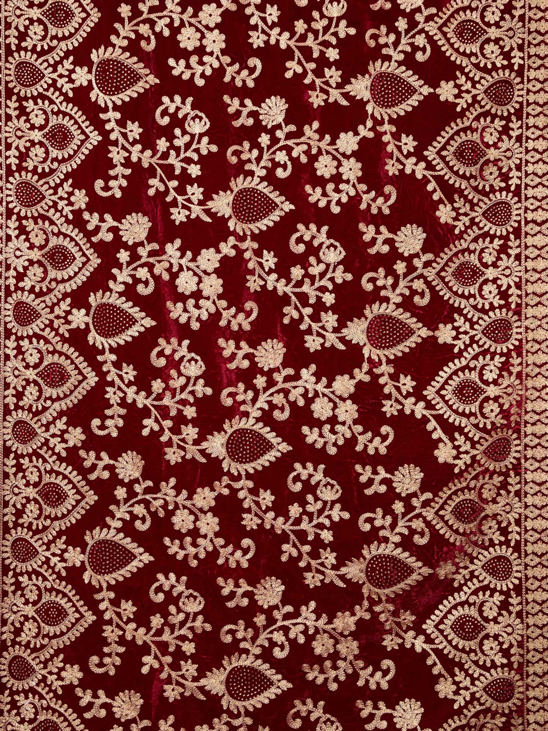VASTRAMAY Men's Velvet Material with Thread Embroidery Dupatta 1