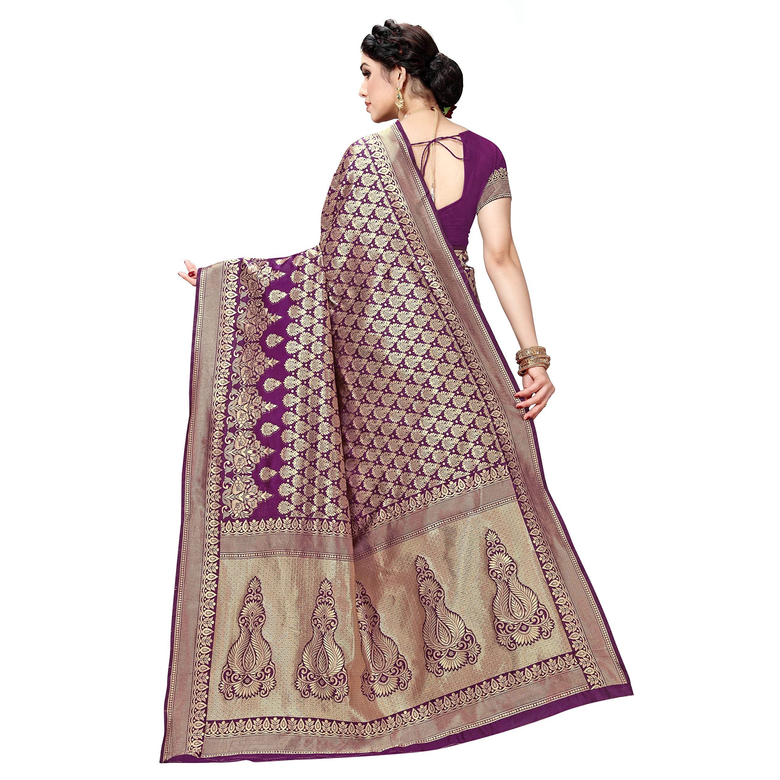 Sidhidata Women's Jacquard Silk Saree With Blouse Piece (W Jamli, Pure Silk), Wine 1