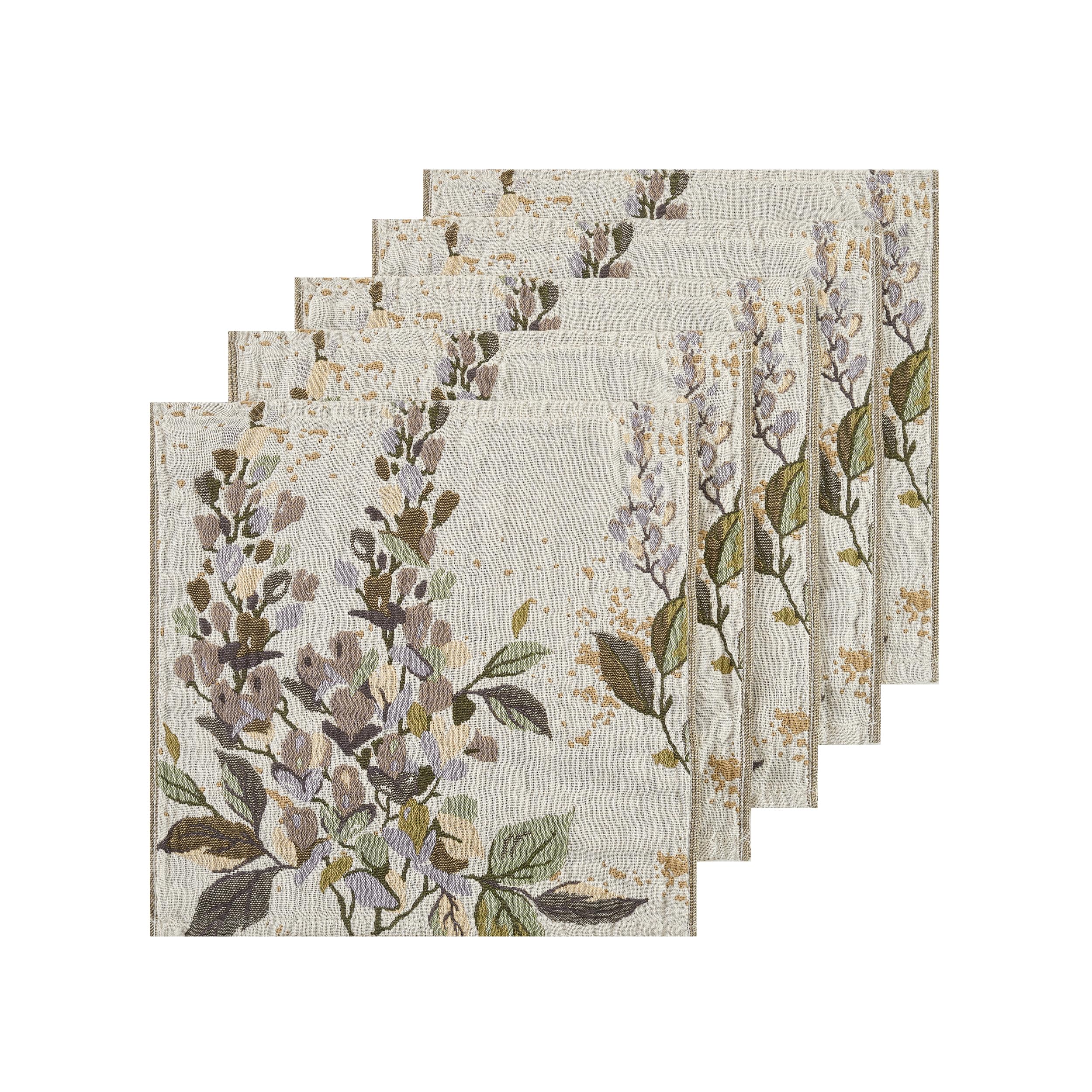 Bailix Doppelseitige Küchentücher mit Blumenmuster, 5er Set 100% Baumwolle | Boho küchenhandtücher Sauberkeit & Hoch Saugfähig, küchenhandtücher Geschirrtücher 36x36 cm mit Schlaufen, Blume
