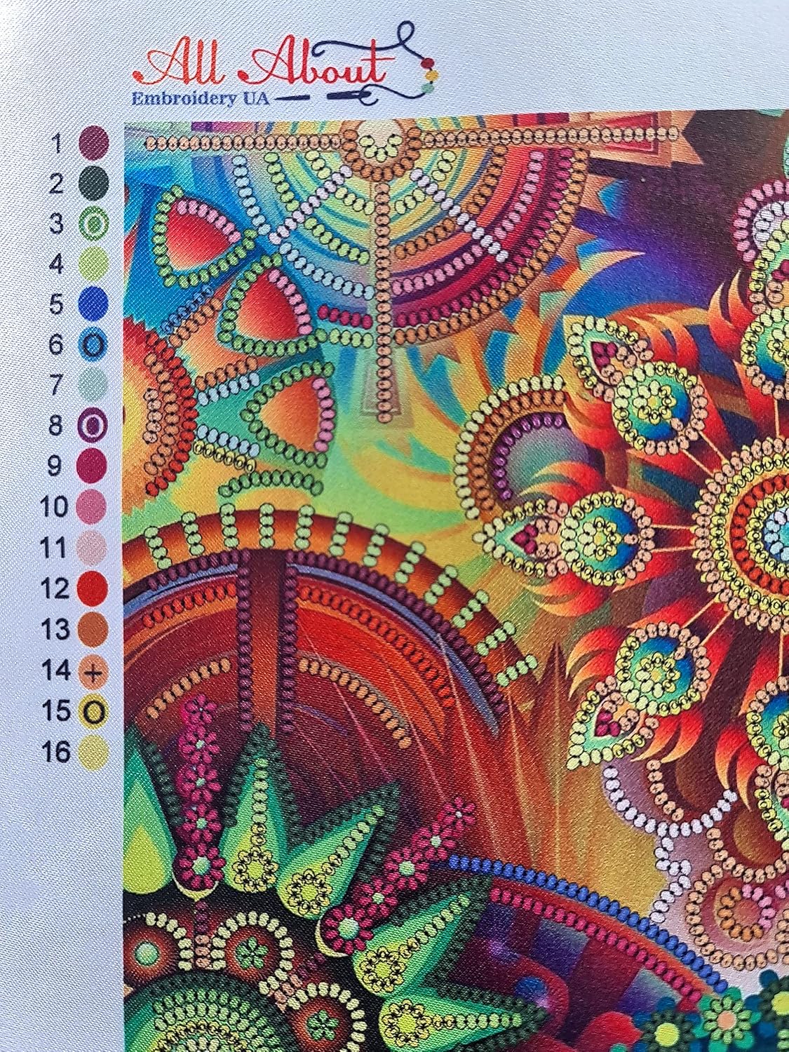 AllAboutEmbroideryUA Rainbow Fractal Bead Embroidery Kits Abstract Beaded Cross Stitch Kits Beading Pattern Needlework Partial Embroidery Handcraft Tapestry kit