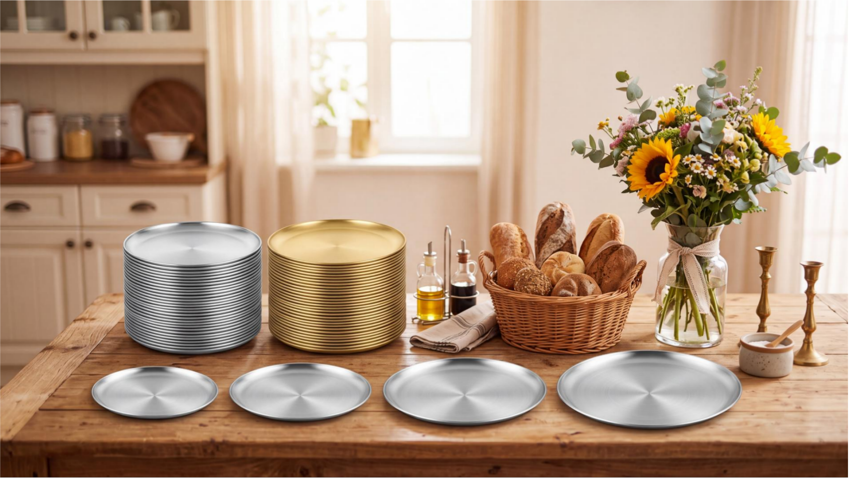 Amazon.com: Thenshop 8 Pieces Matte Silver Pizza Pans 16 Inch