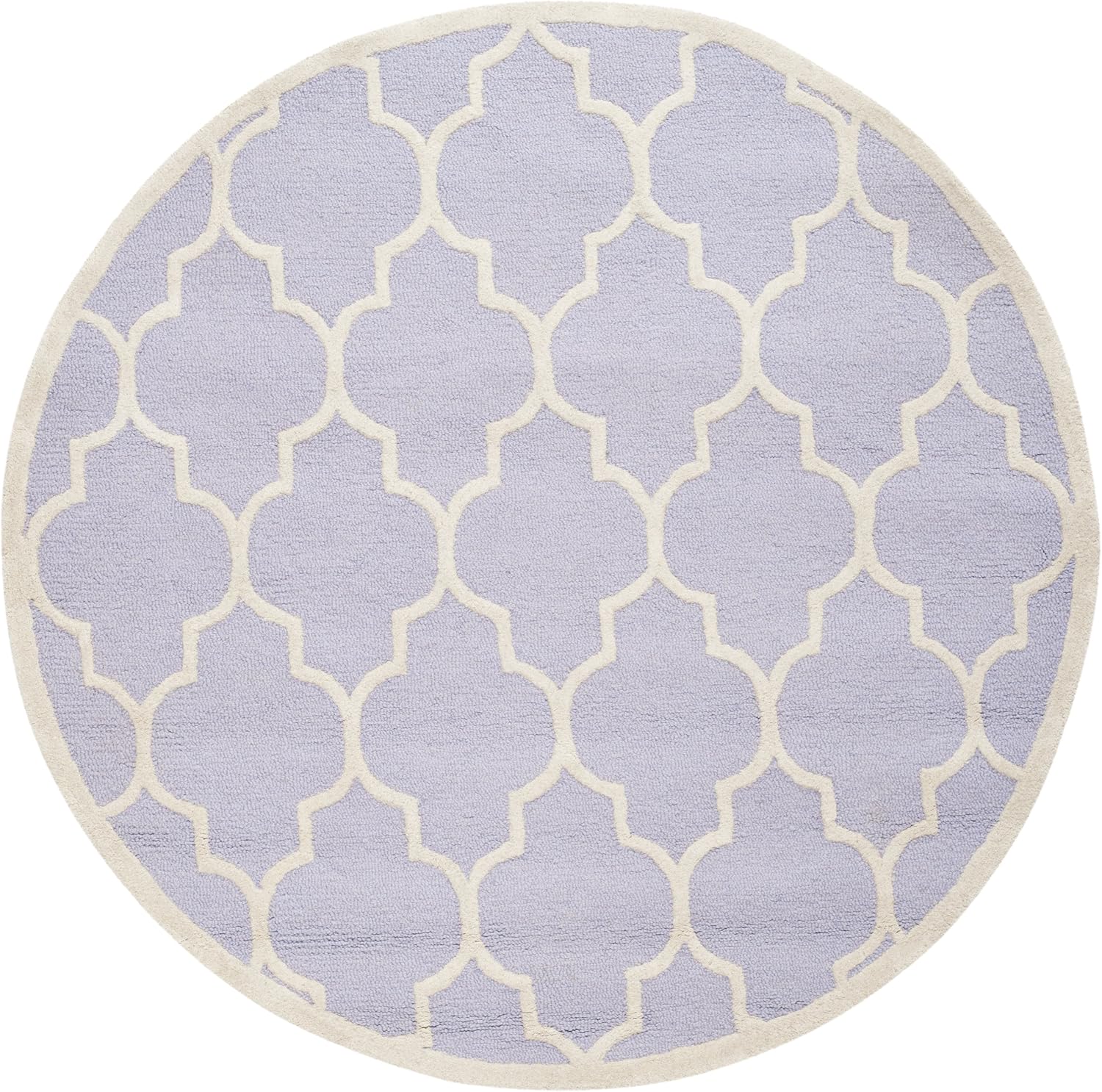 SAFAVIEH Cambridge Collection Area Rug - 6' Round, Lavender & Ivory, Handmade Moroccan Trellis Wool, Ideal for High Traffic Areas in Living Room, Bedroom (CAM134C)