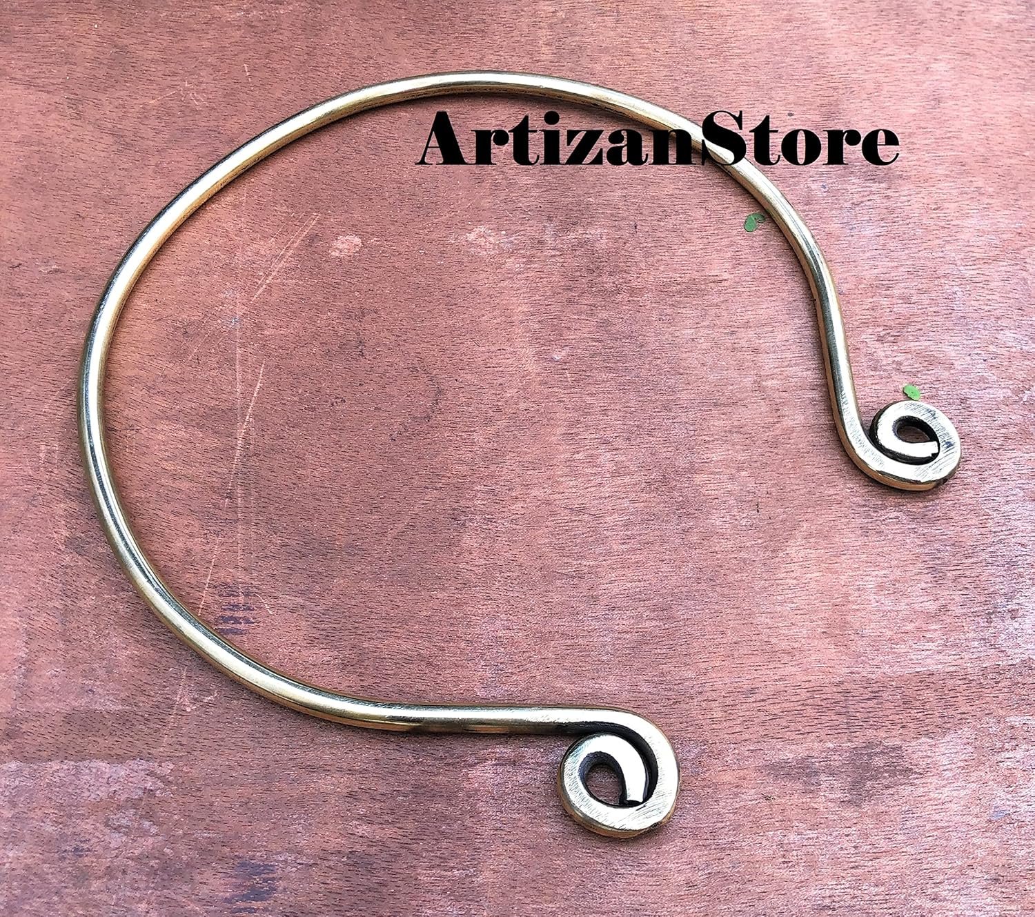 ARTIZANSTORE Viking torc necklace, Celtic spiral brass torq, Historical reenactment neck ring, norse pagan asatru jewelry - Image 7