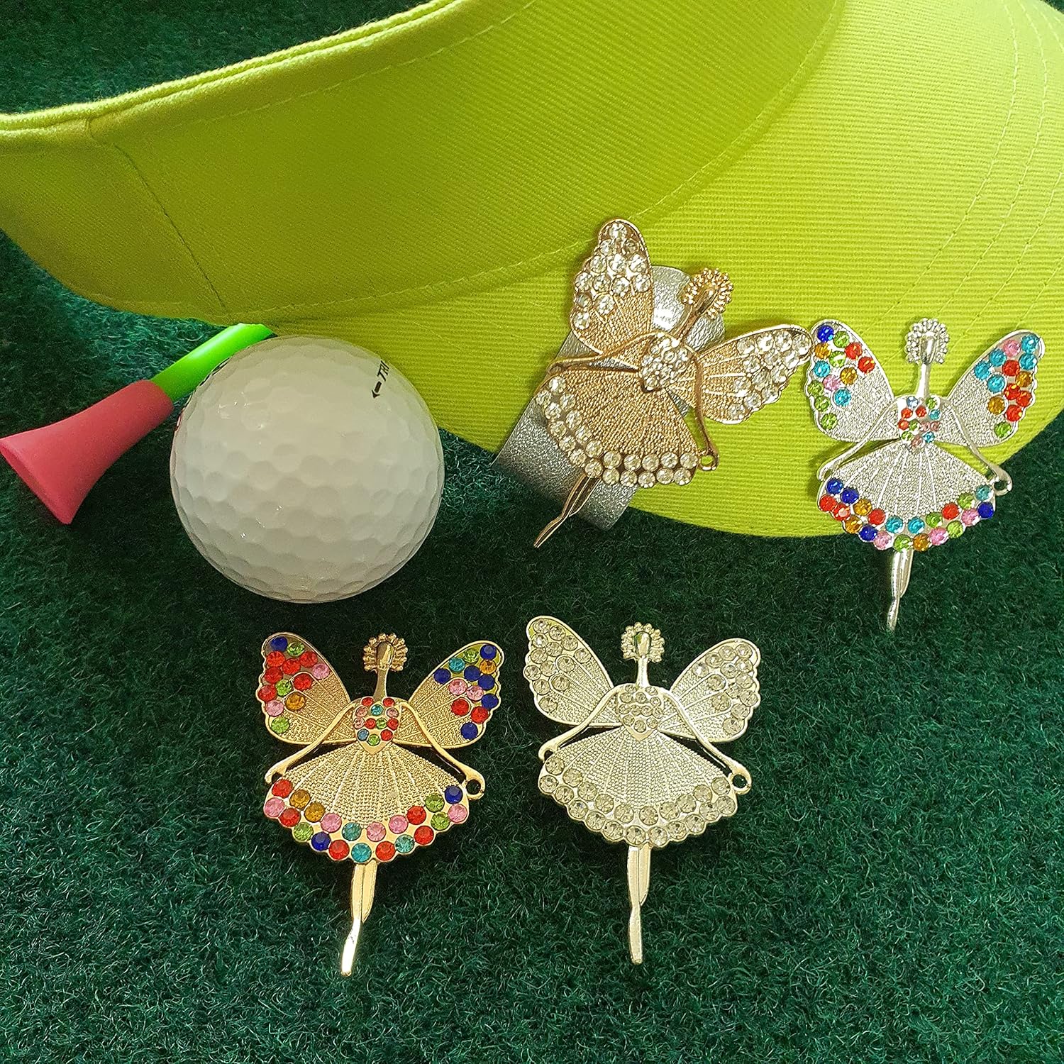 review GS Butterfly Girl Cubic Golf Ball Markers 2Pcs Golf Accessories Set (Color : Random)