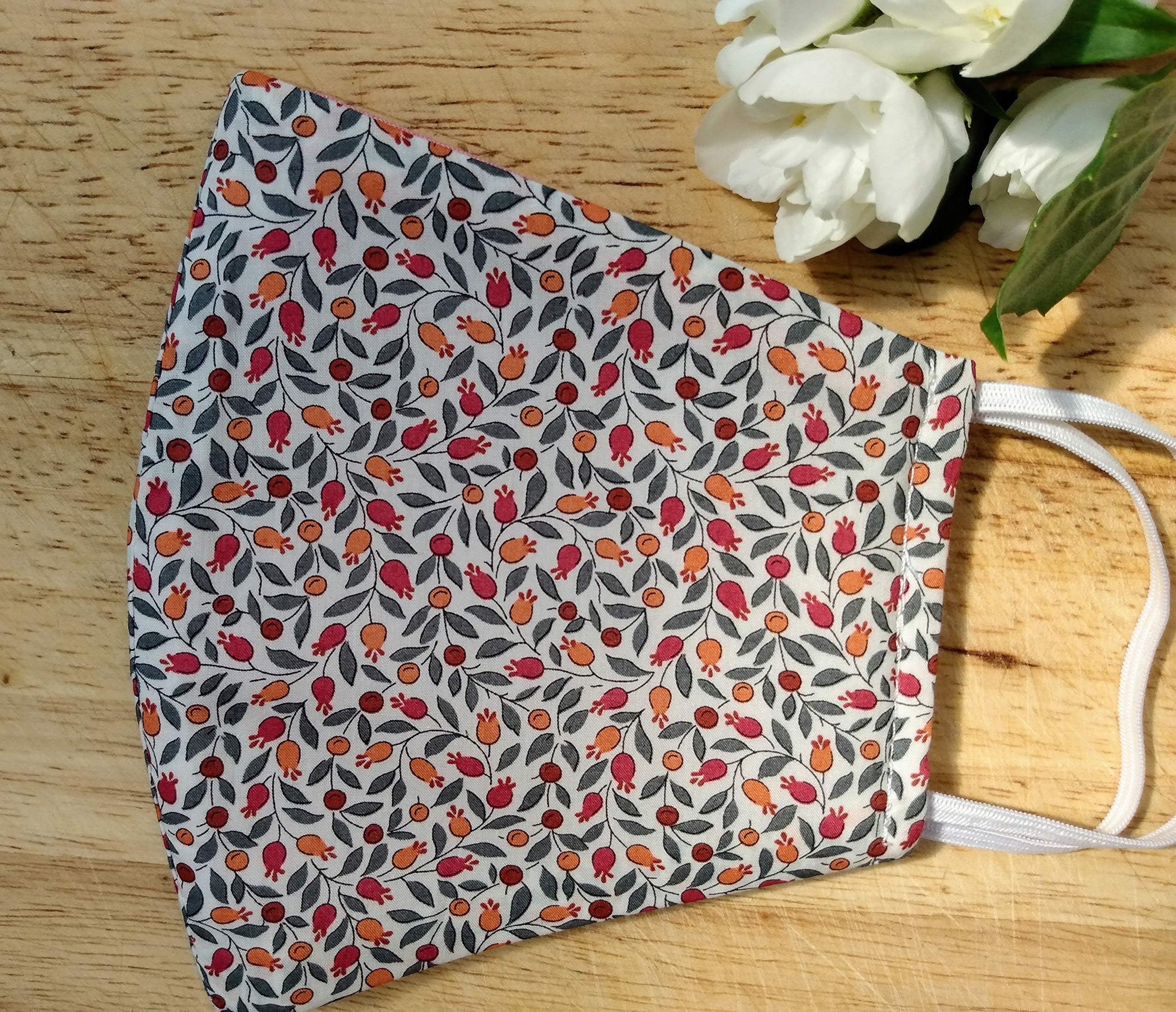 Reversible Liberty Tana Lawn Face Mask with Built in Filter. Floriana. 100% Cotton. 3 Layers, Washable. Handmade in UK