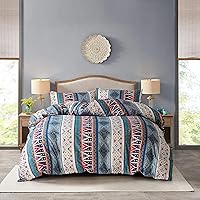 Vista 14 de HSKIKWN Juego de funda de edredón de flor de ciruelo, tamaño King, juego de edredón floral azul de 104 x 90 pulgadas, 3 piezas con 1 funda