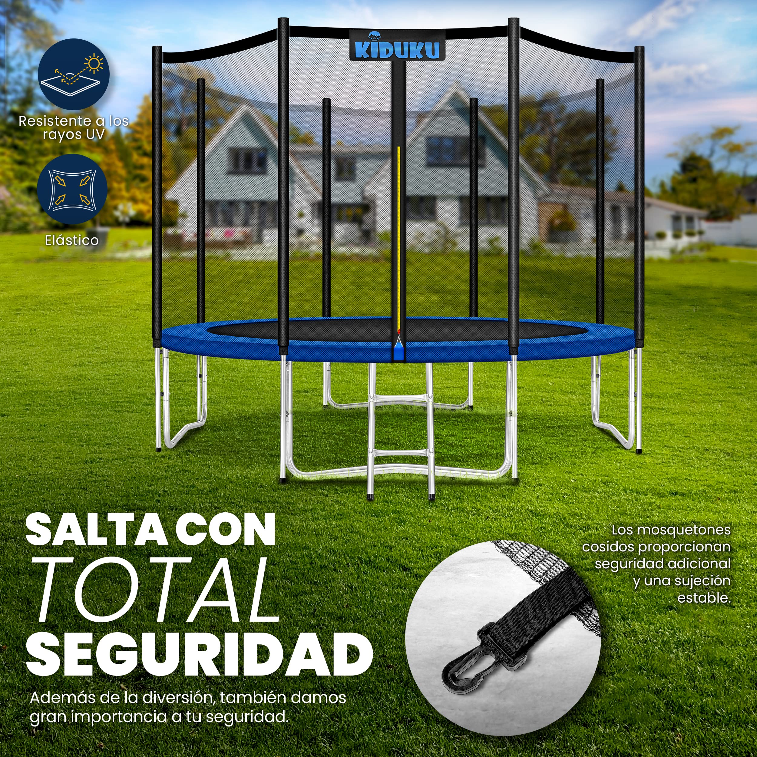 KIDUKU® Sólo Red de Seguridad para Cama Elástica de Jardín | Red Protectora de Reemplazo Ø 244 305 366 427 cm (NO Incluye Cama elástica Completa)