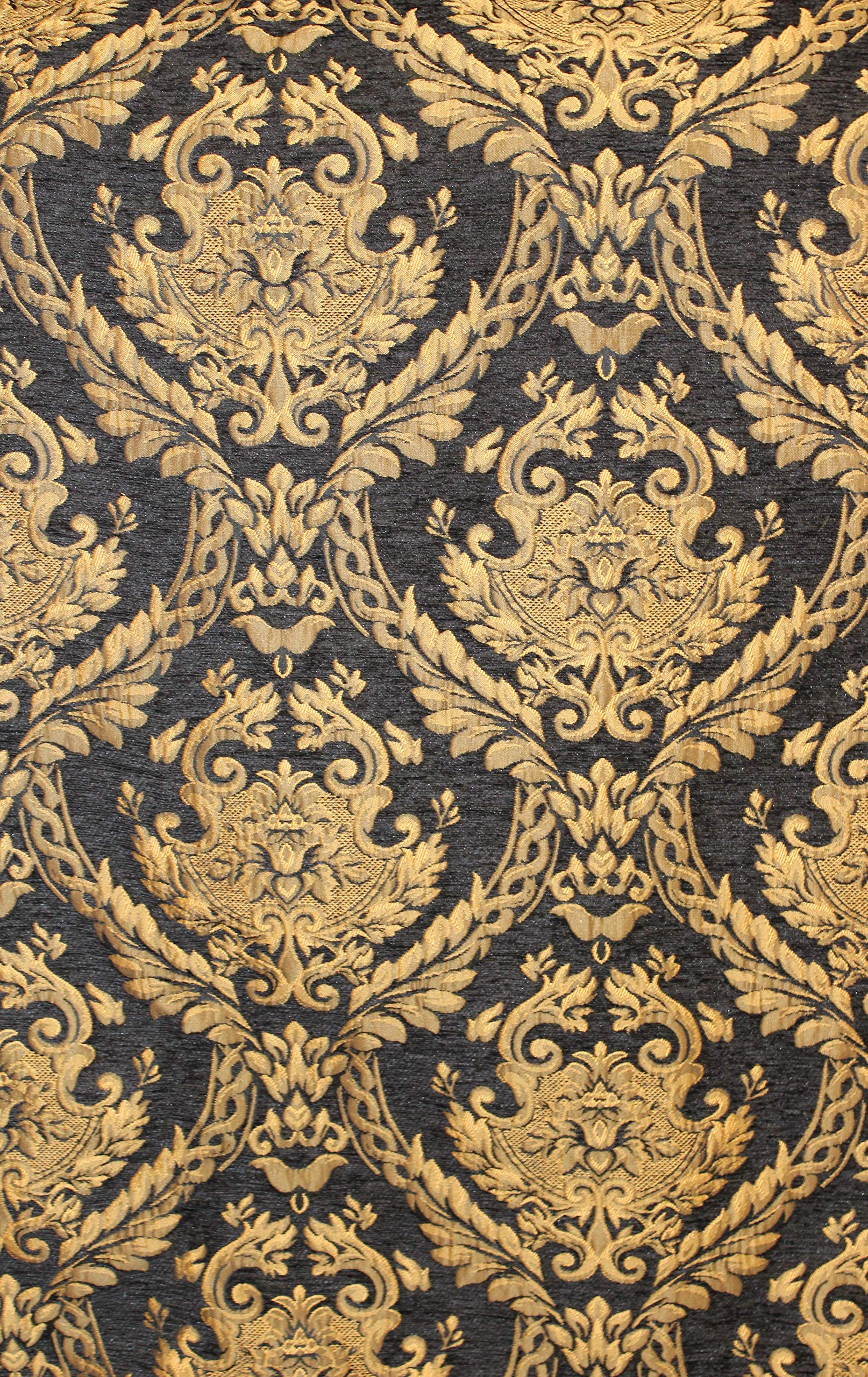 Amazon.com: Damask Tapestry Chenille Fabric - Upholstery Fabric,Black/Gold  - 60" Width - Sold BTY : Arts, Crafts & Sewing