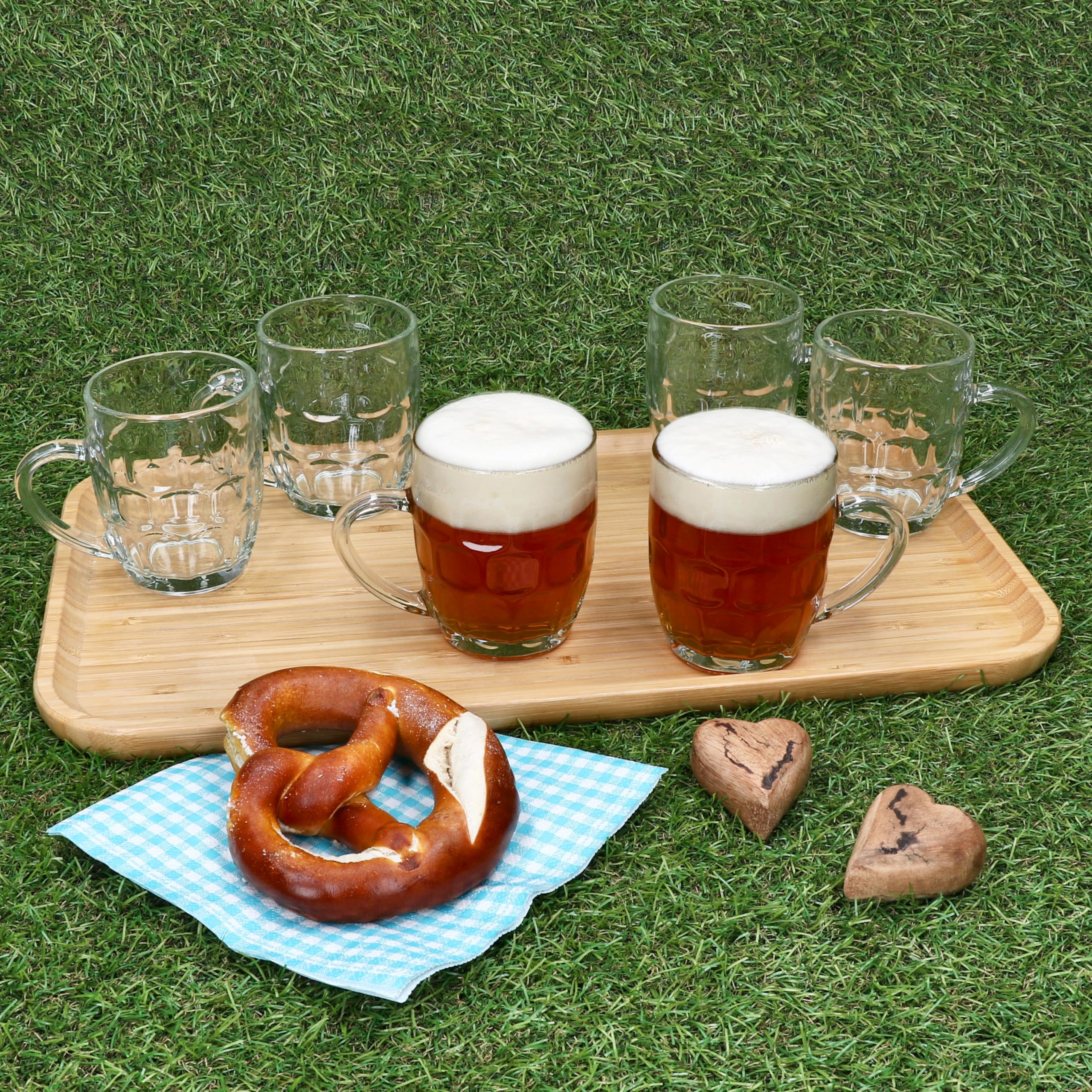 MamboCat Set di 6 tazze da birra Dijon I 200 ml, altezza 9,3 cm I per 6 persone I Tazza da birra in vetro con scudo, rilievo e manico I Tazze da birra da 0,2 l I Tazza da birra per feste