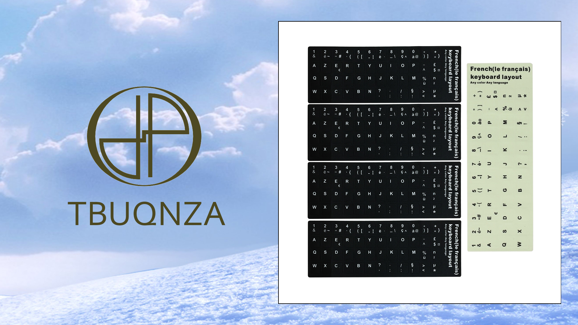 Autocollant Clavier Vinyle Pour Nokta Simplex+ - Design Bleu Foudre - Langue Anglaise - Neuf