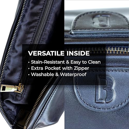 Miniatura 5 de Blackwood For Men Signature Dopp - Bolsa de viaje portátil hecha de piel auténtica de alta calidad, duradera, impermeable, totalmente lavable,