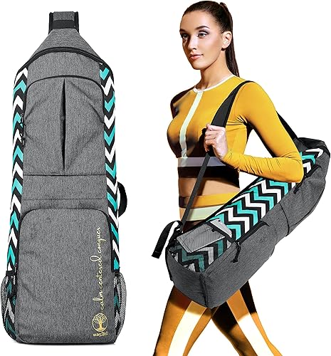WARRIOR2 Soporte para esterillas de yoga, mochila de yoga para esterillas de 12 pulgada de grosor, bolsillos grandes y soportes para botellas de
