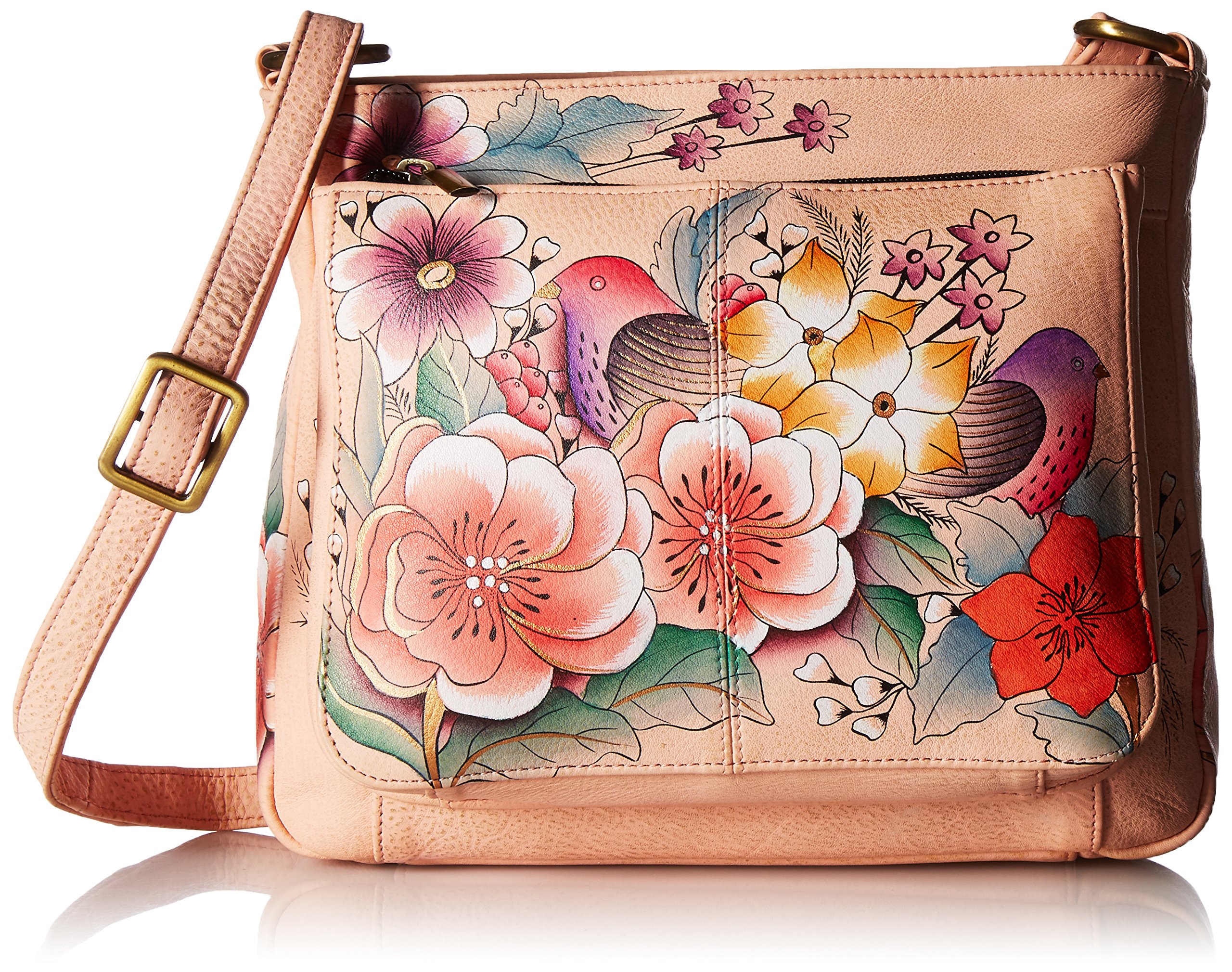 Anna by AnuschkaHand Painted Women’s Genuine Leather Medium Crossbody Handbag,