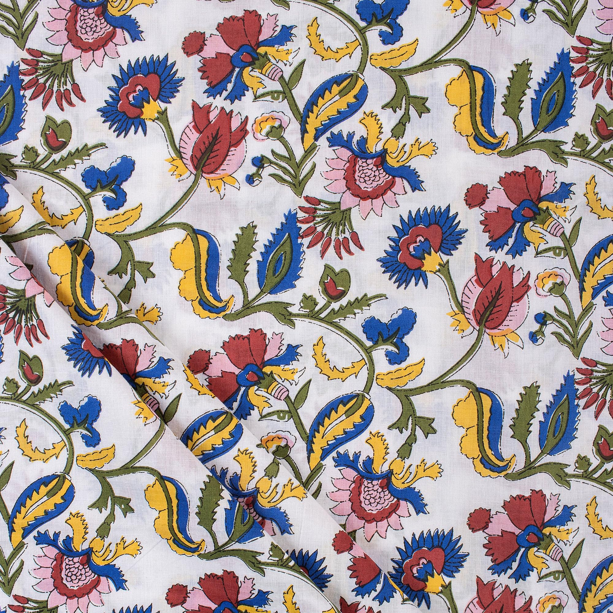DMAASADMAASA Pure Cotton Running Fabric Material Multi Floral Botanic Print