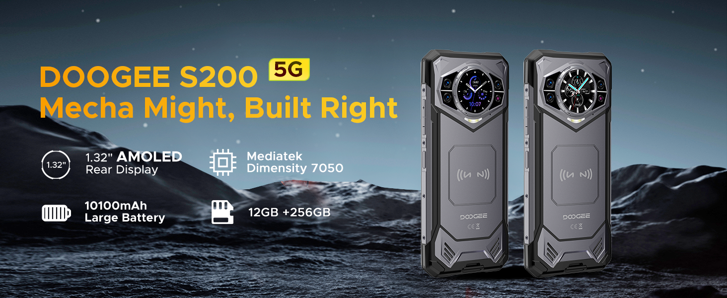 DOOGEE S200 　　　　　　　　　　　32GBRAM 256GBROM DOOGEE S200 Rugged Smartphone 5G Unlocked, 256GB+32GB Rugged Phone