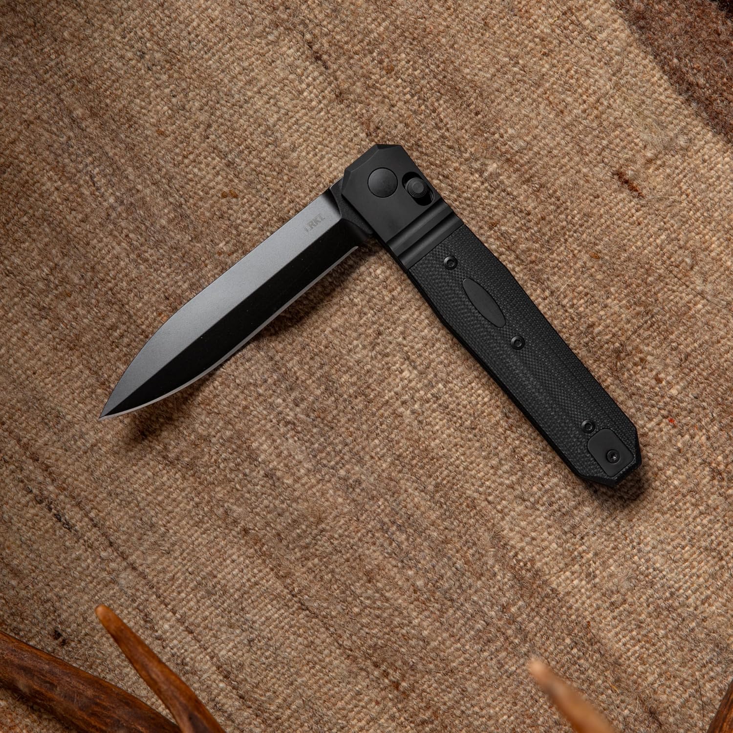 CRKT Redemption Black Everyday Carry EDC Folding Knife with Crossbar Lock: MagnaCut Plain Edge Blade, G10 w/Stainless Steel Bolster Handle, Reversible Pocket Clip, K560KKP