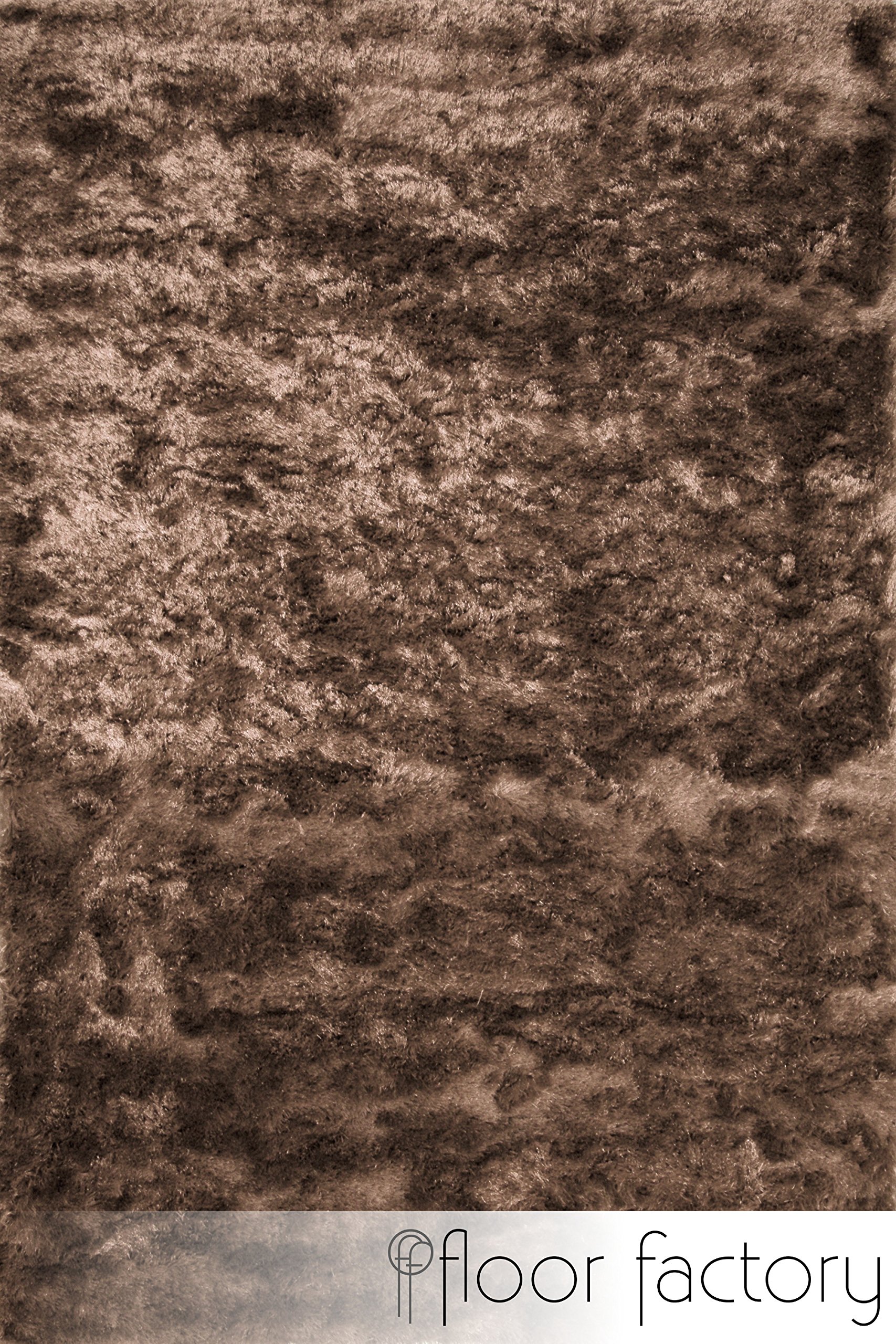 floor factory tappeto esclusivo moderno Satin marrone chiaro 120x170 cm tappeto shaggy pelo lungo